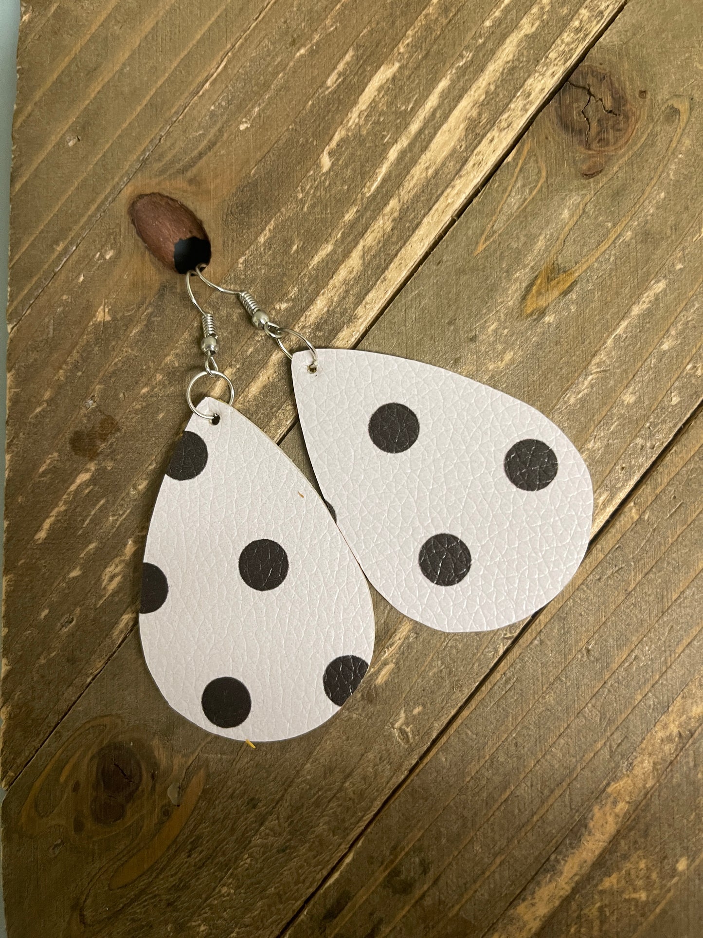 Polka Dot Faux Leather Teardrop Wire EarringsPink tiful of LOVE