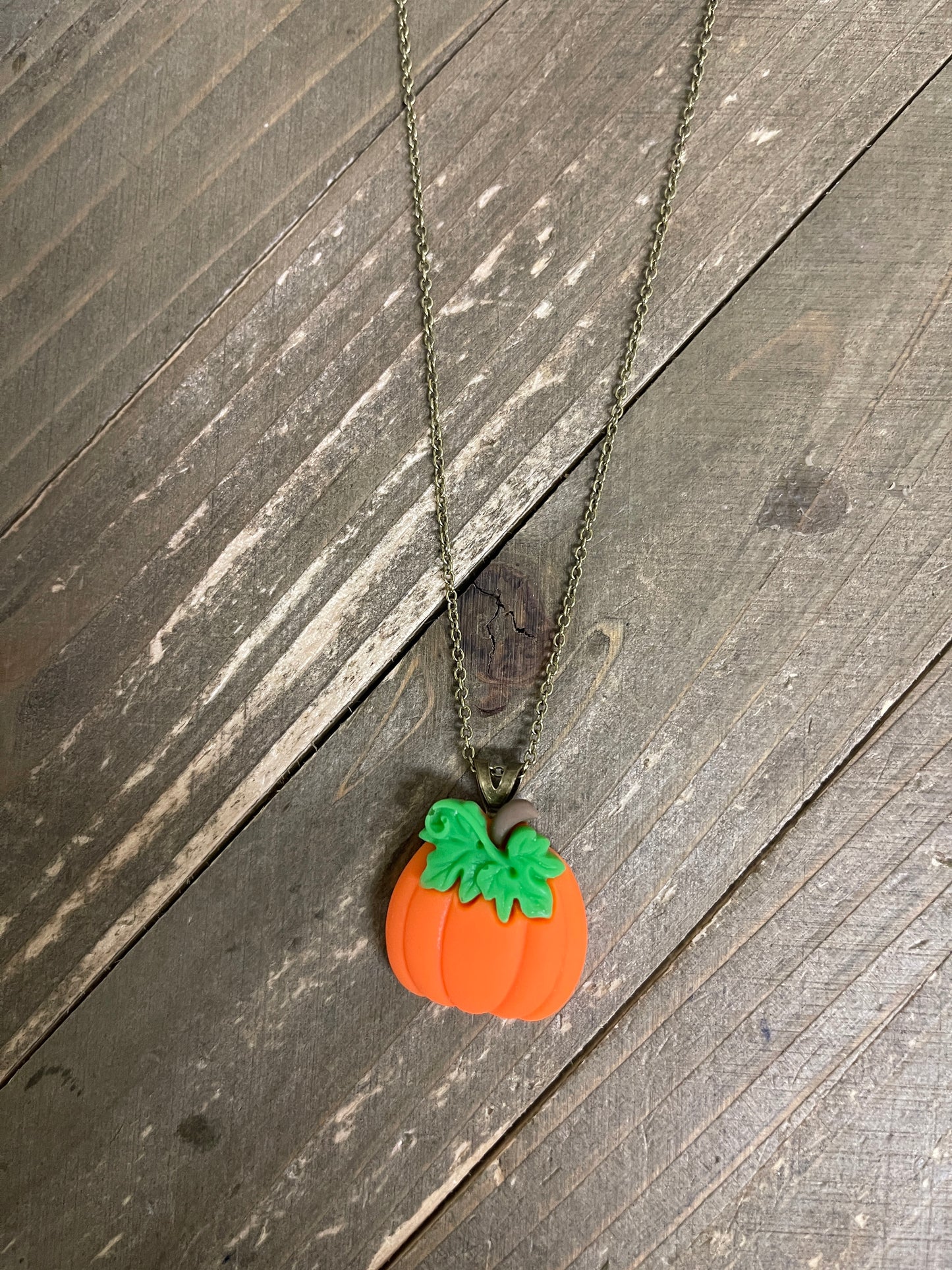 Bright Pumpkin Pendant on a gunmetal Chain-Perfect Fall NecklacePink tiful of LOVE