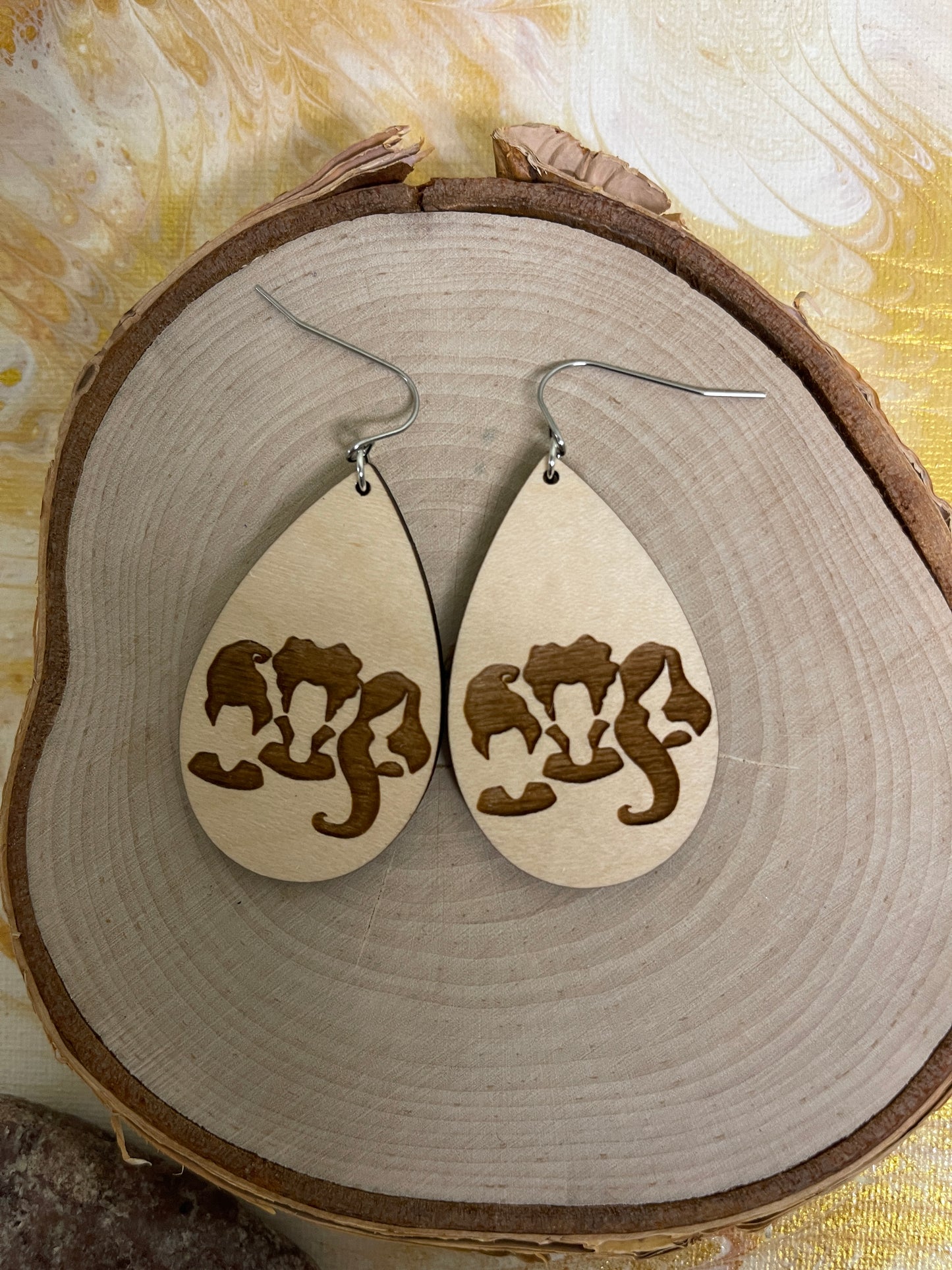 Maple Wood Hocus Pocus Wire EarringsPink tiful of LOVE