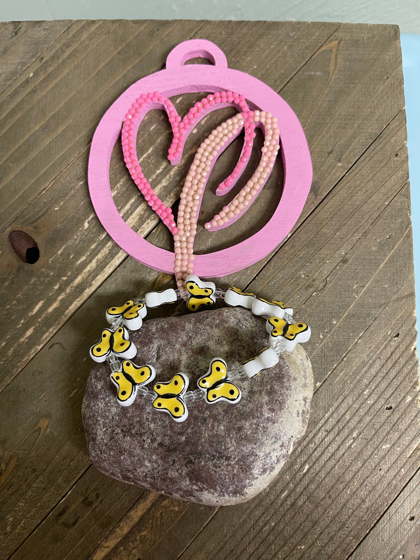 butterfly Beaded -1Elastic/Stretch BraceletPink tiful of LOVE