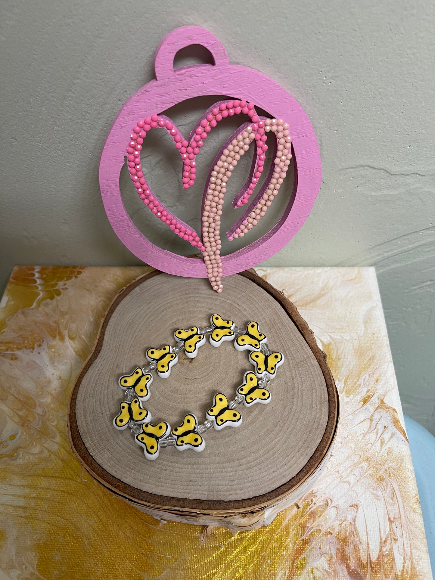 butterfly Beaded -1Elastic/Stretch BraceletPink tiful of LOVE