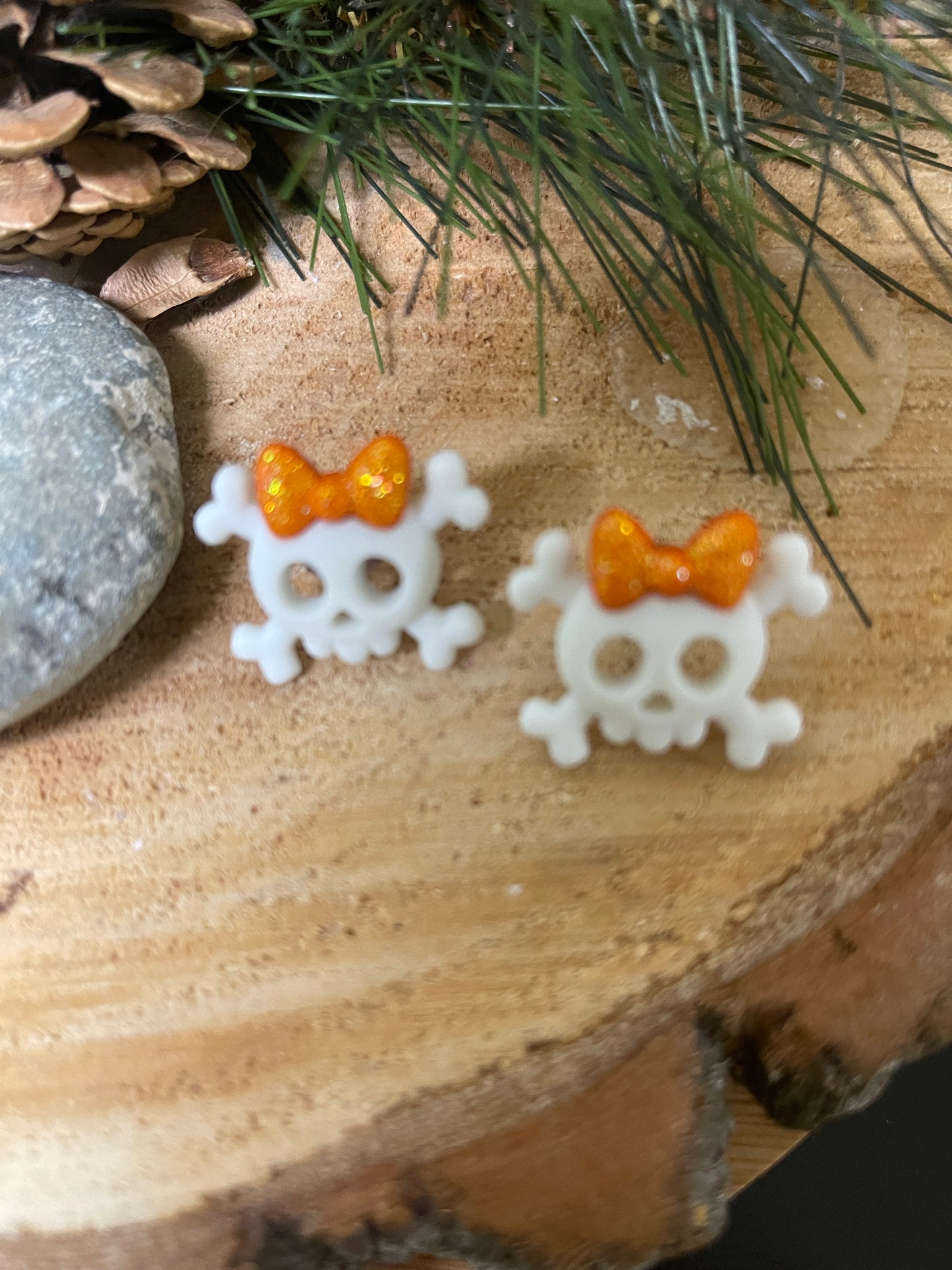 Skull and Bow Collection Stud Earrings (3 bow colors to choose from)Pink tiful of LOVE