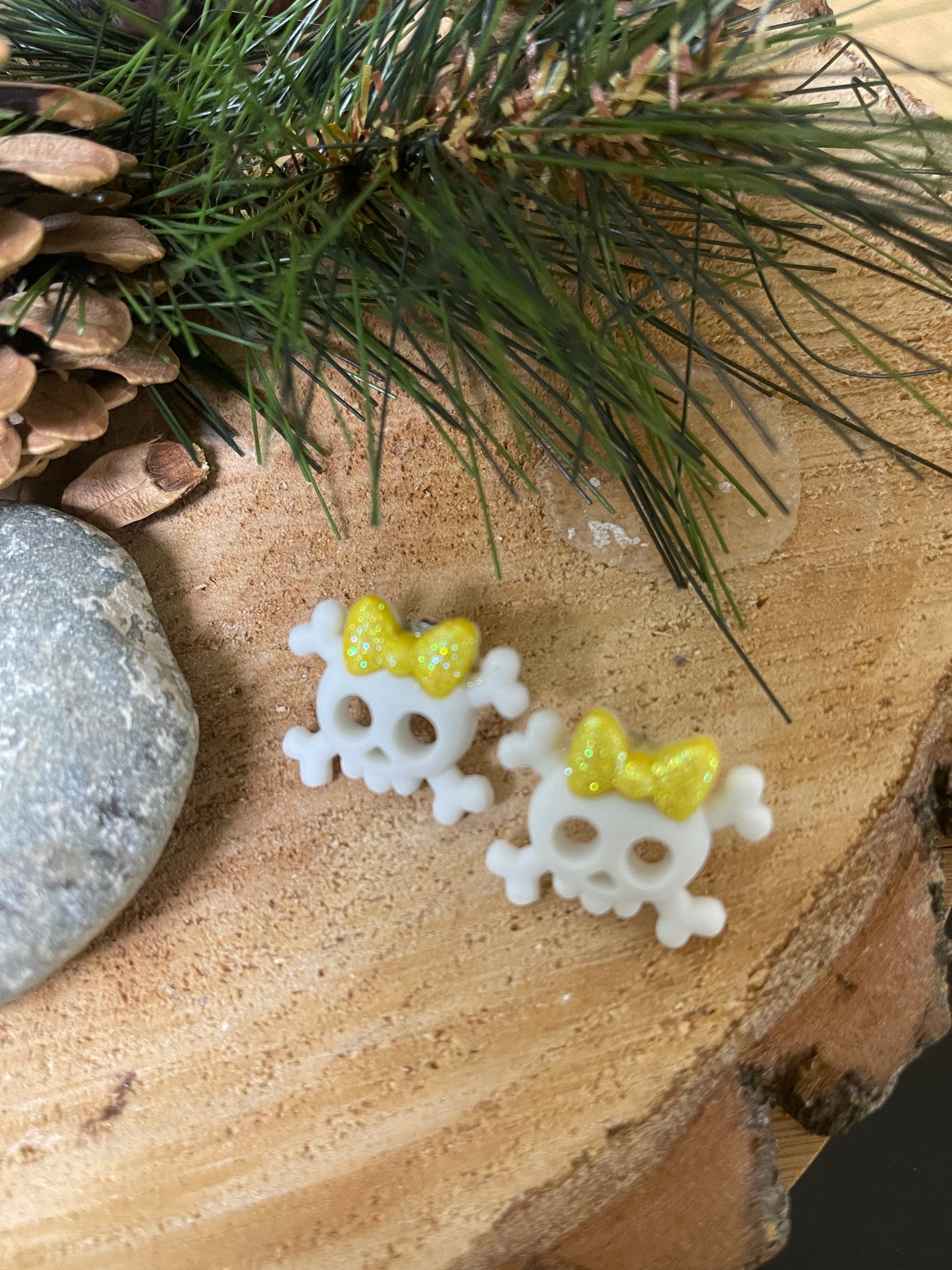 Skull and Bow Collection Stud Earrings (3 bow colors to choose from)Pink tiful of LOVE