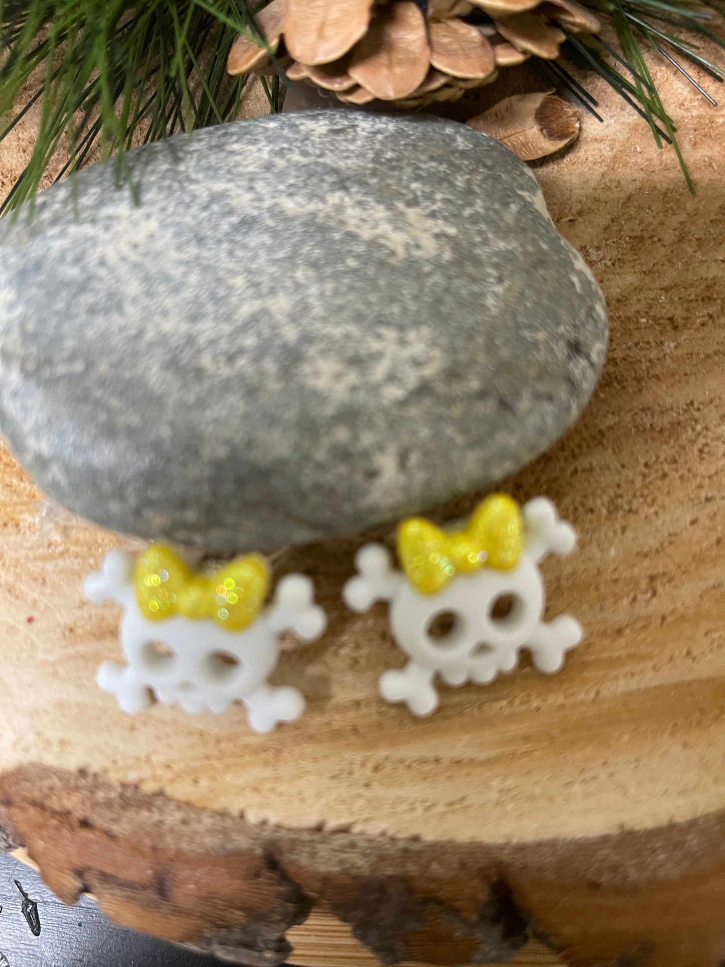 Skull and Bow Collection Stud Earrings (3 bow colors to choose from)Pink tiful of LOVE