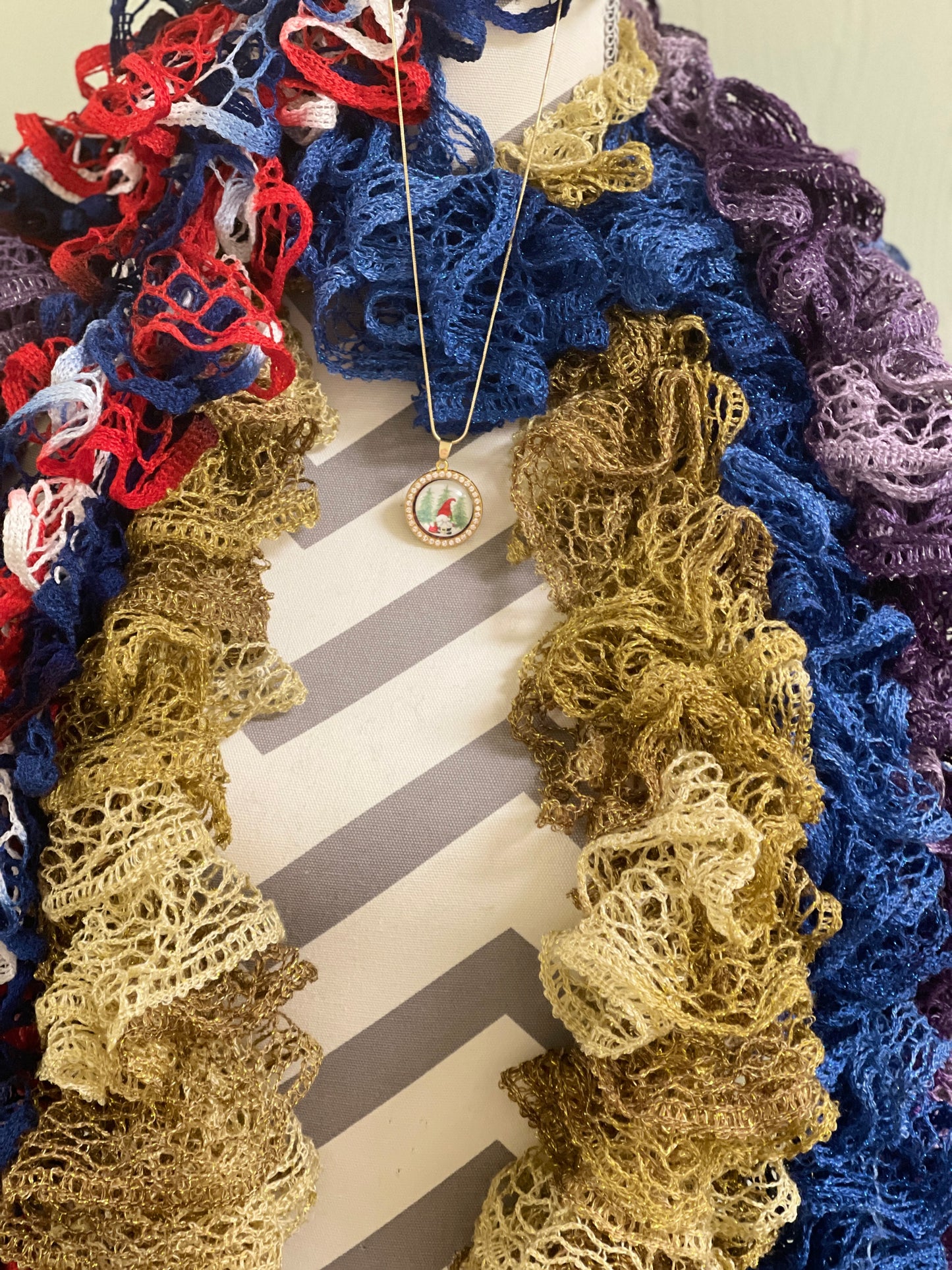 Gnome for the Holiday Cabochon Pendant on a Gold chain Necklace-3Pink tiful of LOVE