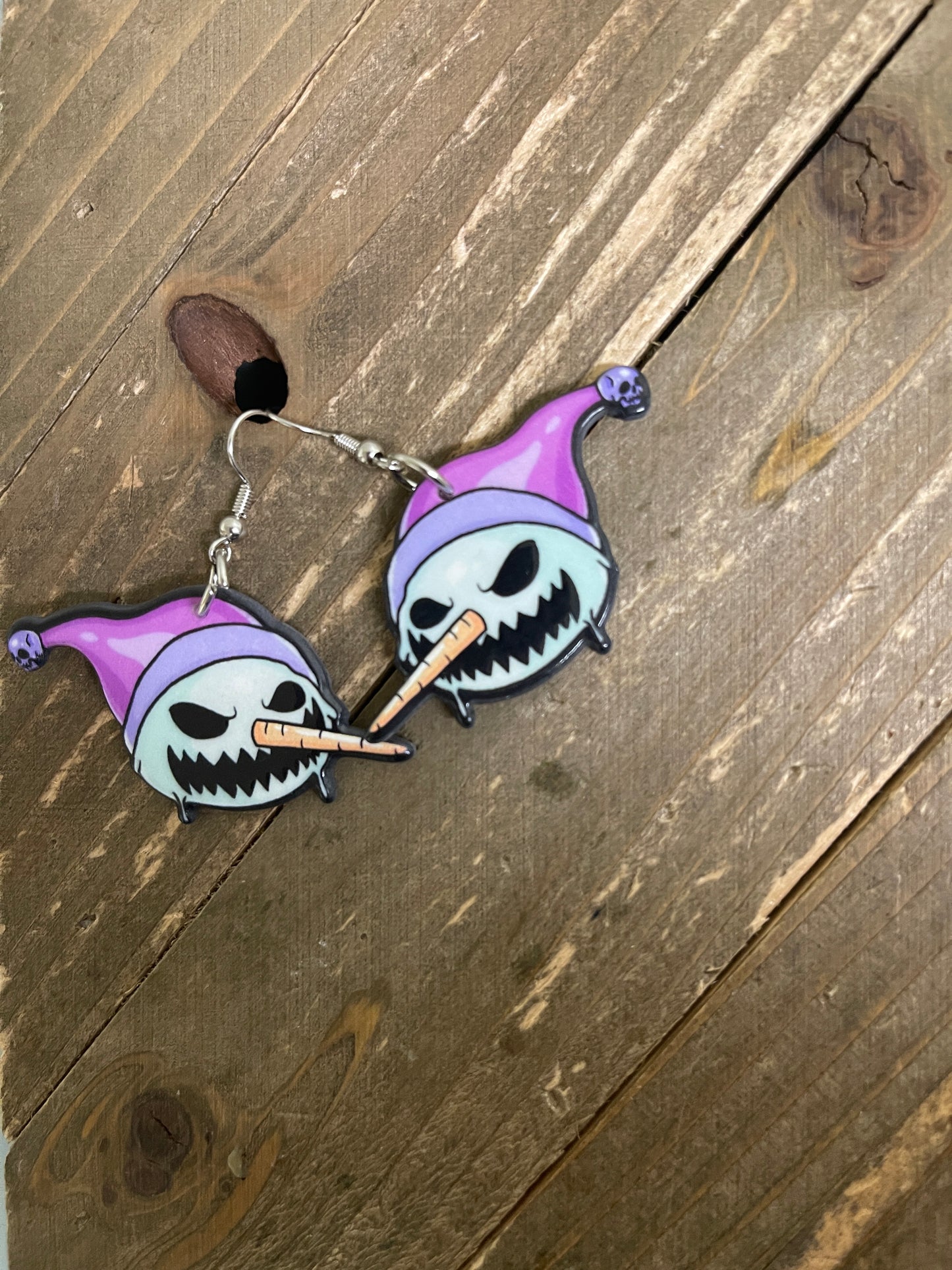 Creepy Scary Snowman Wire EarringPink tiful of LOVE