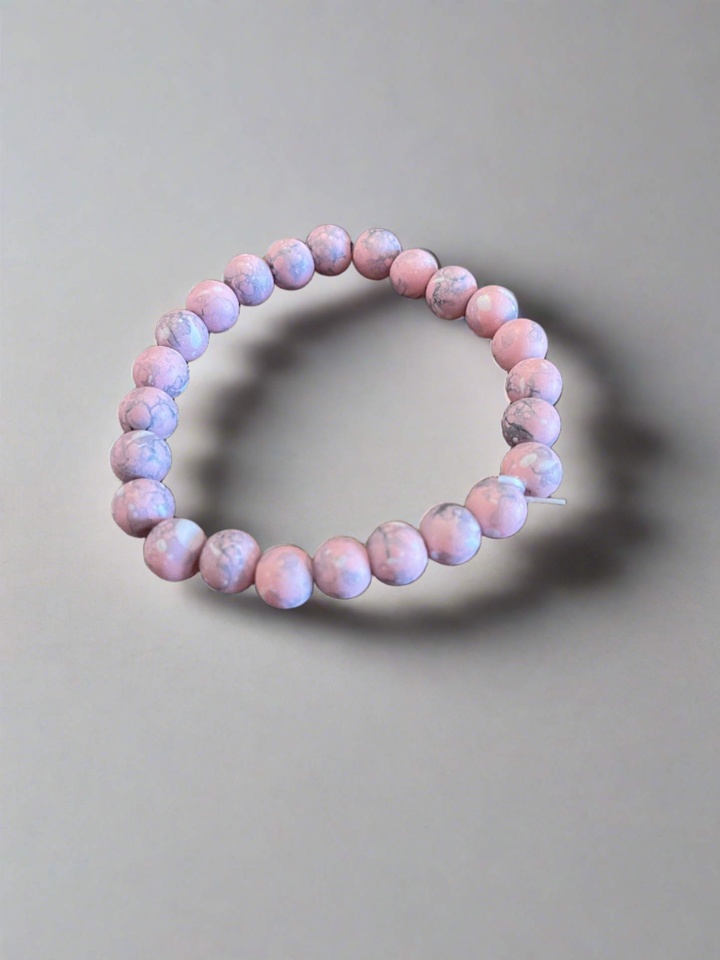 Pink Coated Spattered Beaded Stretch braceletPink tiful of LOVE