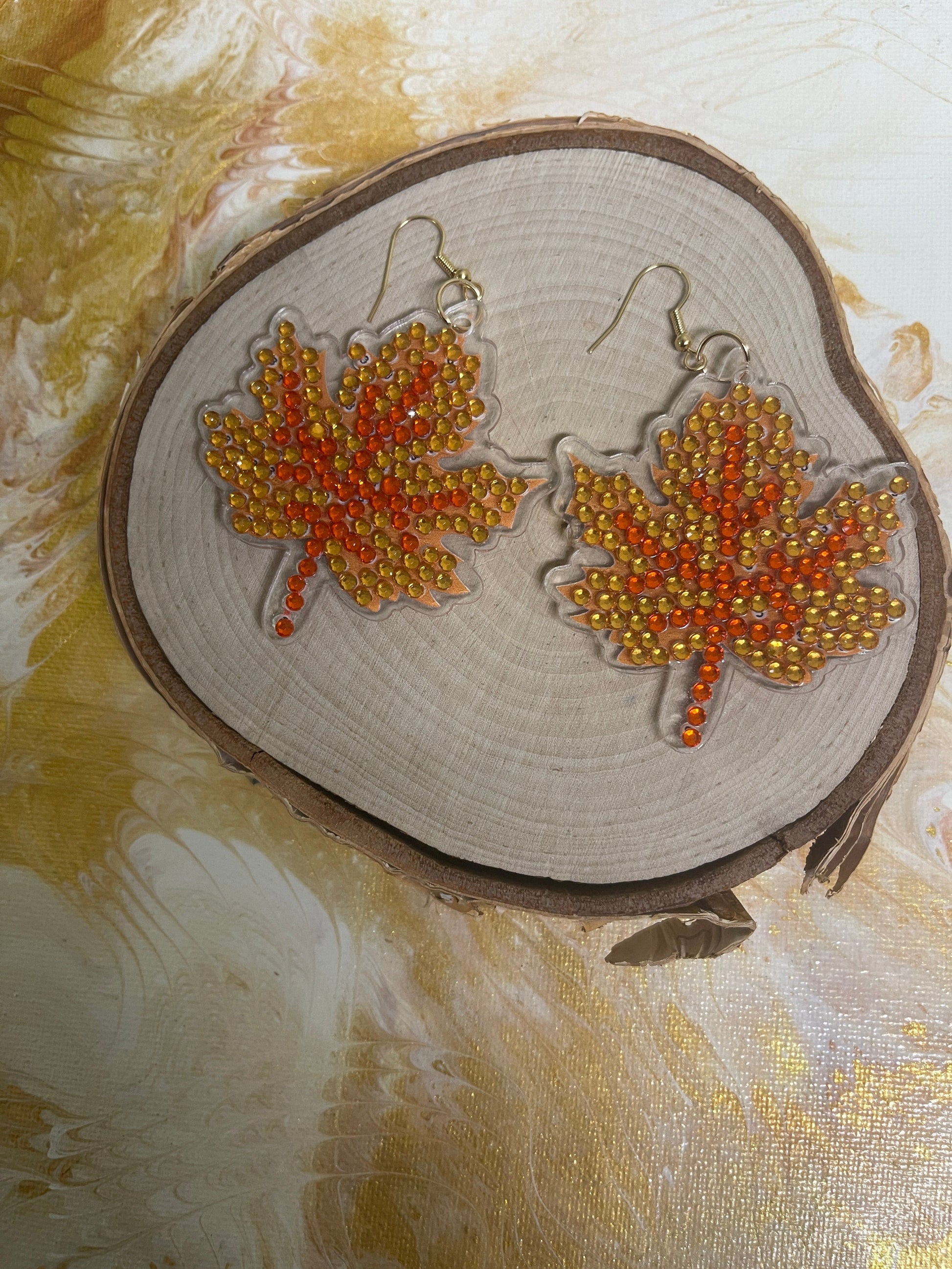 Thanksgiving- Diamond Painting Maple Leaf Wire Earrings-23Pink tiful of LOVE