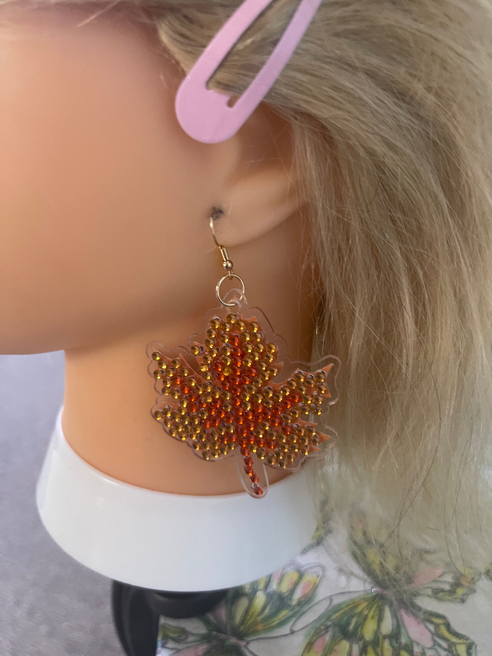 Thanksgiving- Diamond Painting Maple Leaf Wire Earrings-23Pink tiful of LOVE