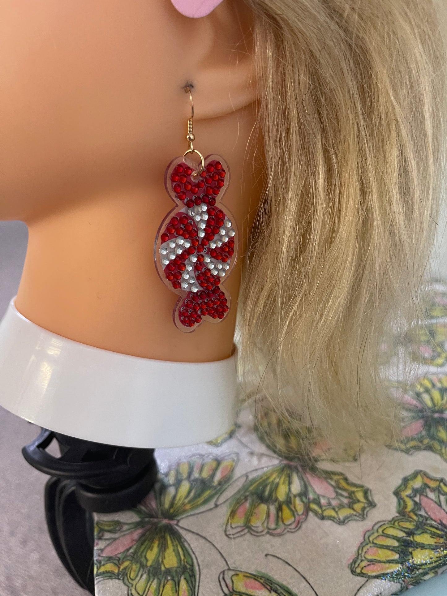 Christmas Earrings- Diamond Christmas Candy Wire Earrings-25Pink tiful of LOVE