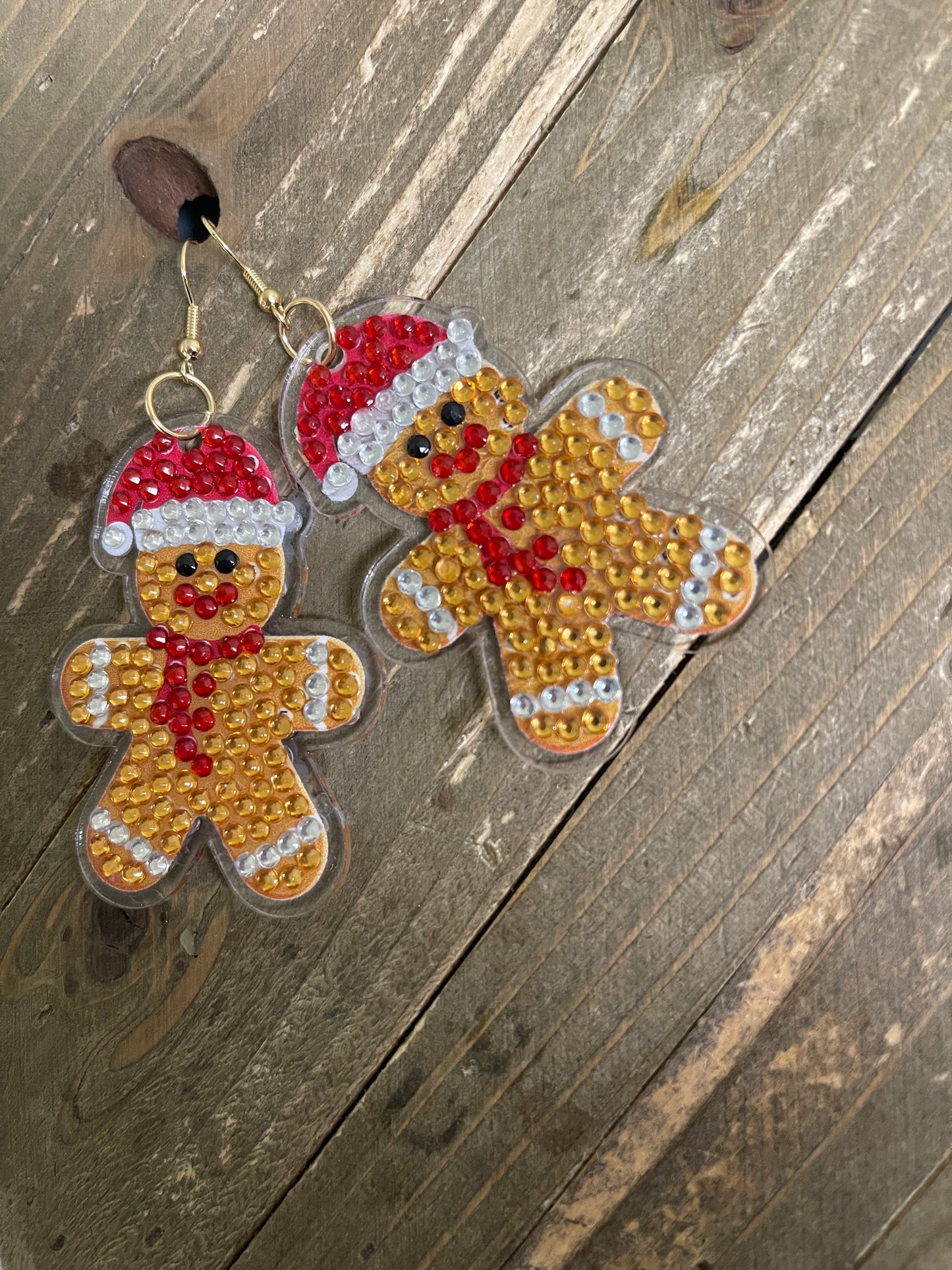 Christmas Earrings- Diamond Painting Gingerbread Man  Wire Earrings-25Pink tiful of LOVE