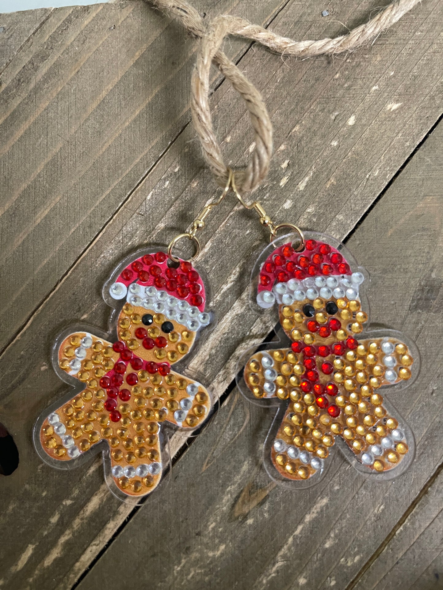 Christmas Earrings- Diamond Painting Gingerbread Man  Wire Earrings-25Pink tiful of LOVE