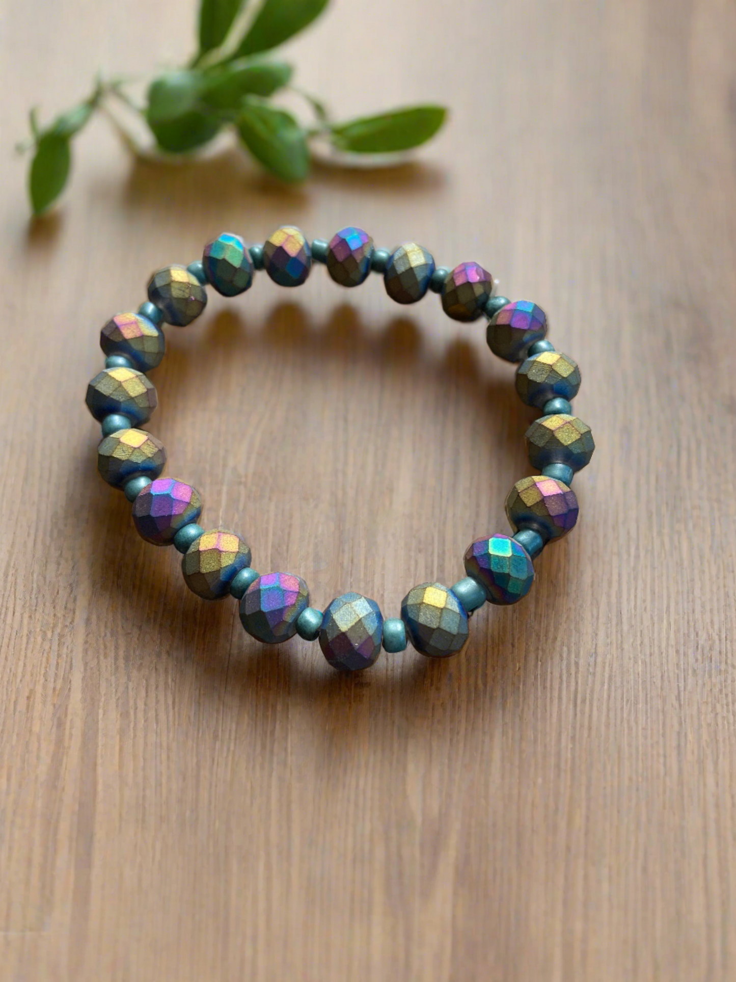 Round Multi-Colored Faceted Rondelle Beaded Elastic/Stretch BraceletPink tiful of LOVE