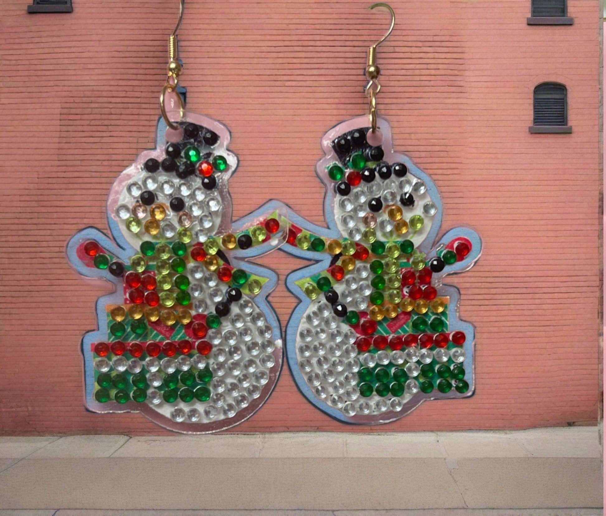Christmas Earrings- Diamond Painting Snowman Wire Earrings-27Pink tiful of LOVE