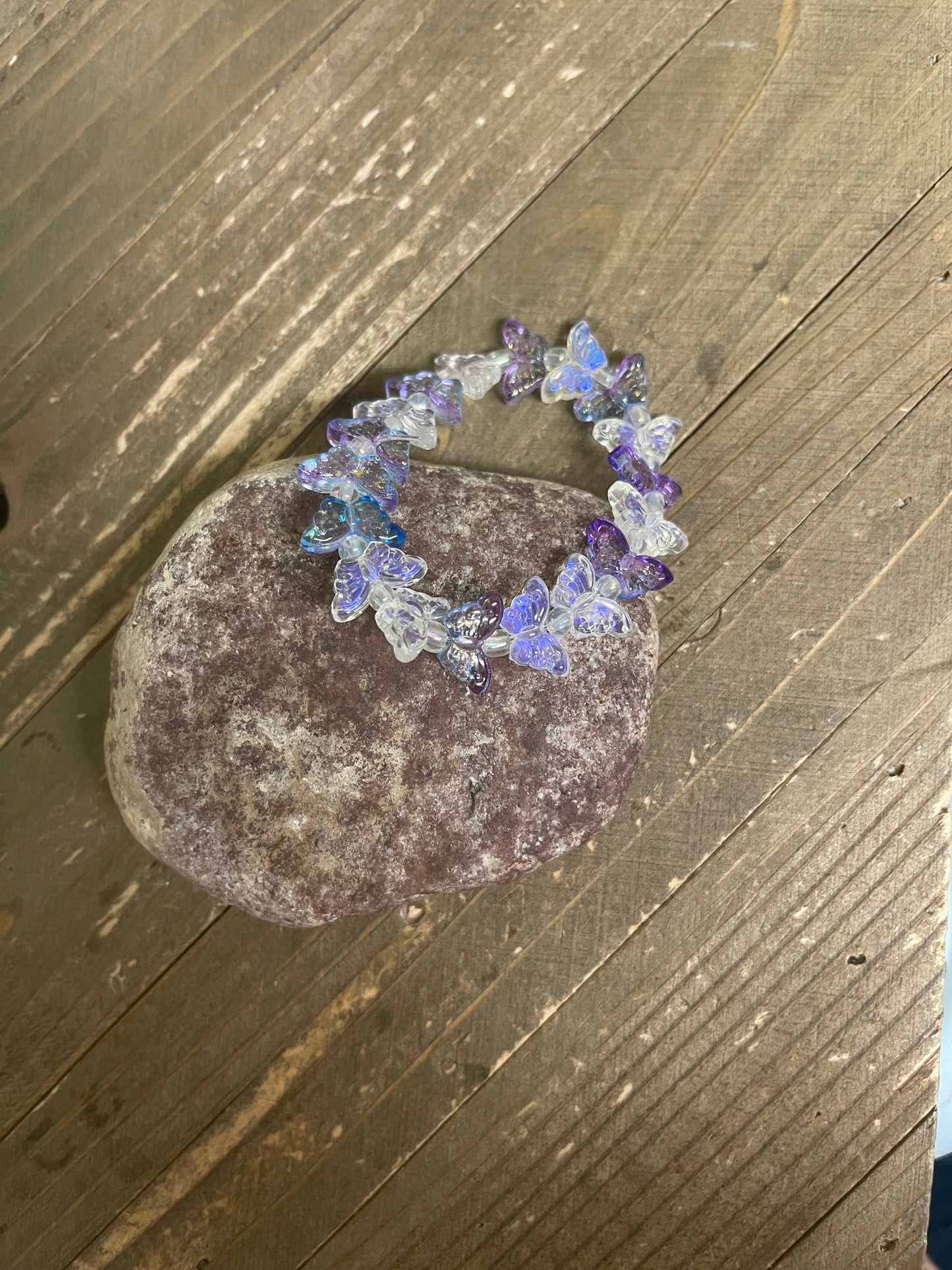 Opalescent butterfly Beaded Elastic/Stretch BraceletPink tiful of LOVE