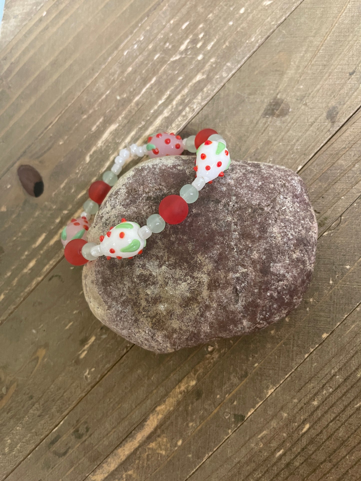 Strawberry Beaded Elastic/Stretch BraceletPink tiful of LOVE