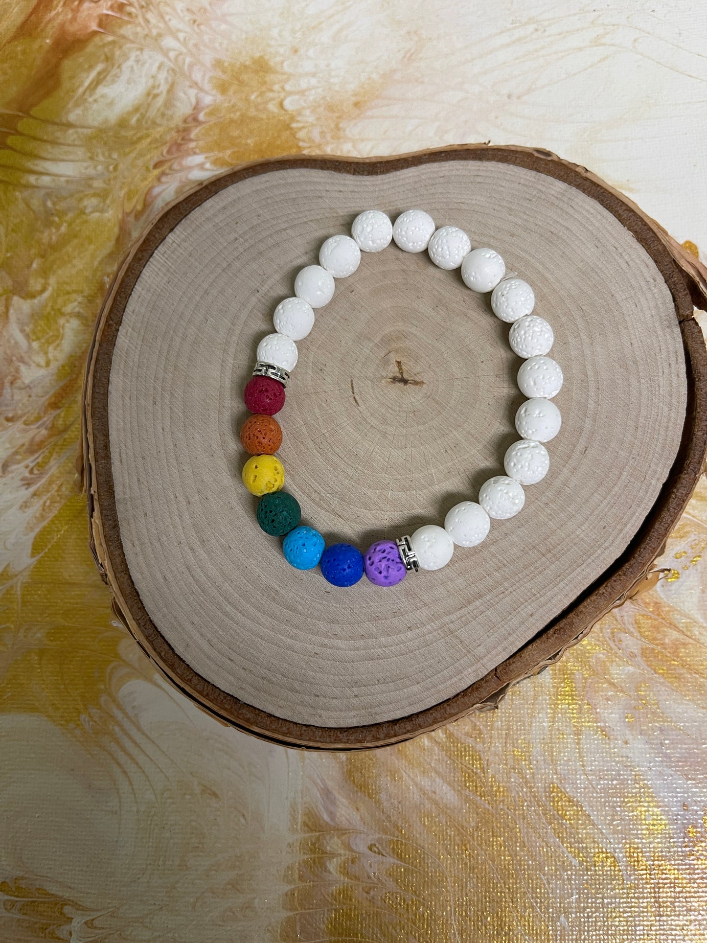 White Lava Stone Chakra colors BraceletPink tiful of LOVE