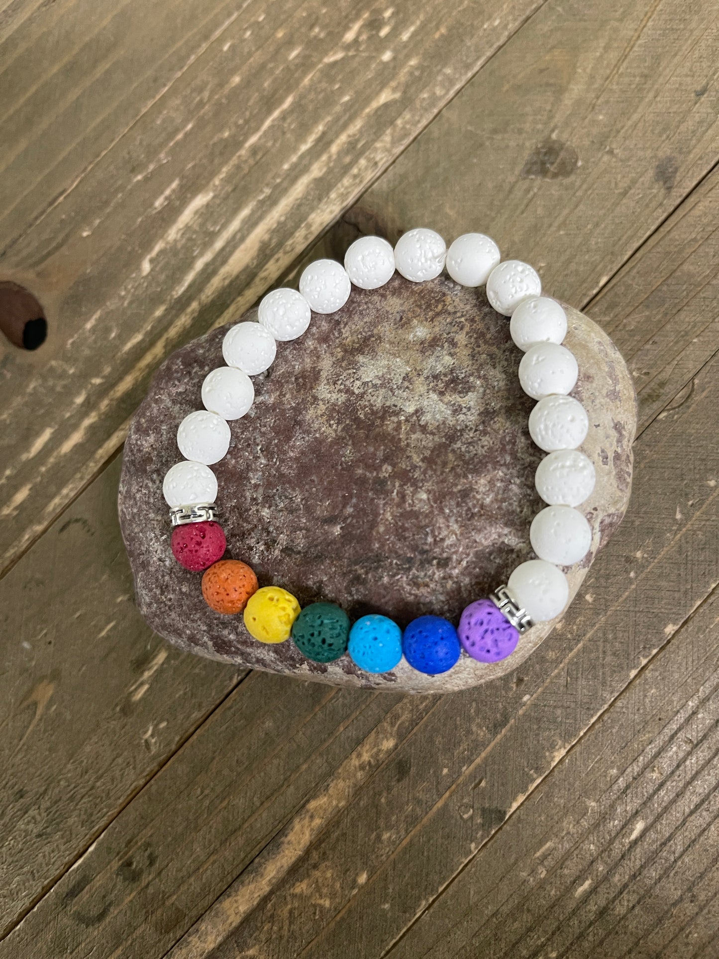 White Lava Stone Chakra colors BraceletPink tiful of LOVE