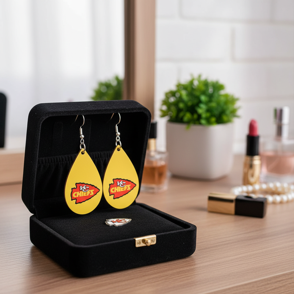 KC Chiefs Red Arrow Teardrop Dangle Earrings | Handmade Fan Jewelry