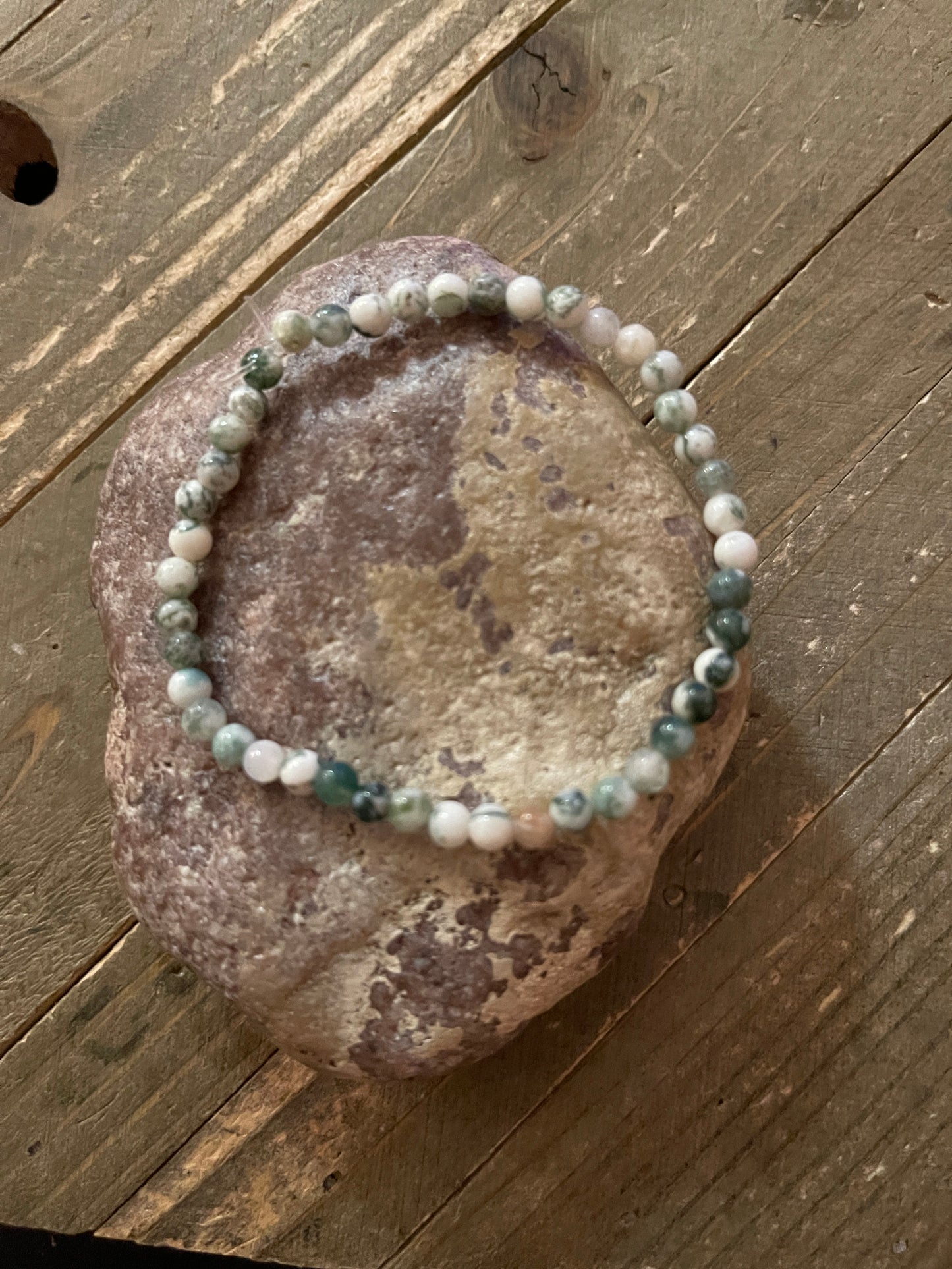 Tree Agate Beaded Elastic Bracelet; Natural Gemstones; perfect gift for him or herPink tiful of LOVE