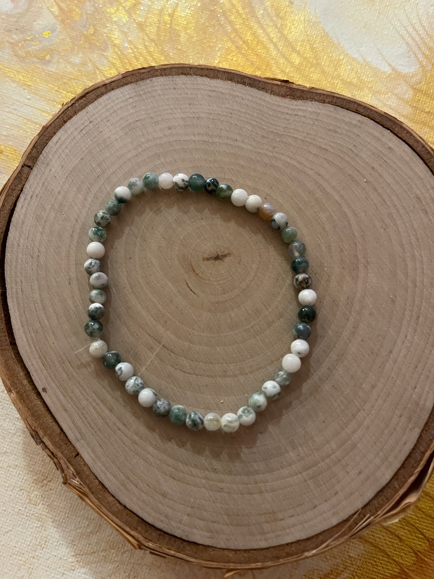 Tree Agate Beaded Elastic Bracelet; Natural Gemstones; perfect gift for him or herPink tiful of LOVE