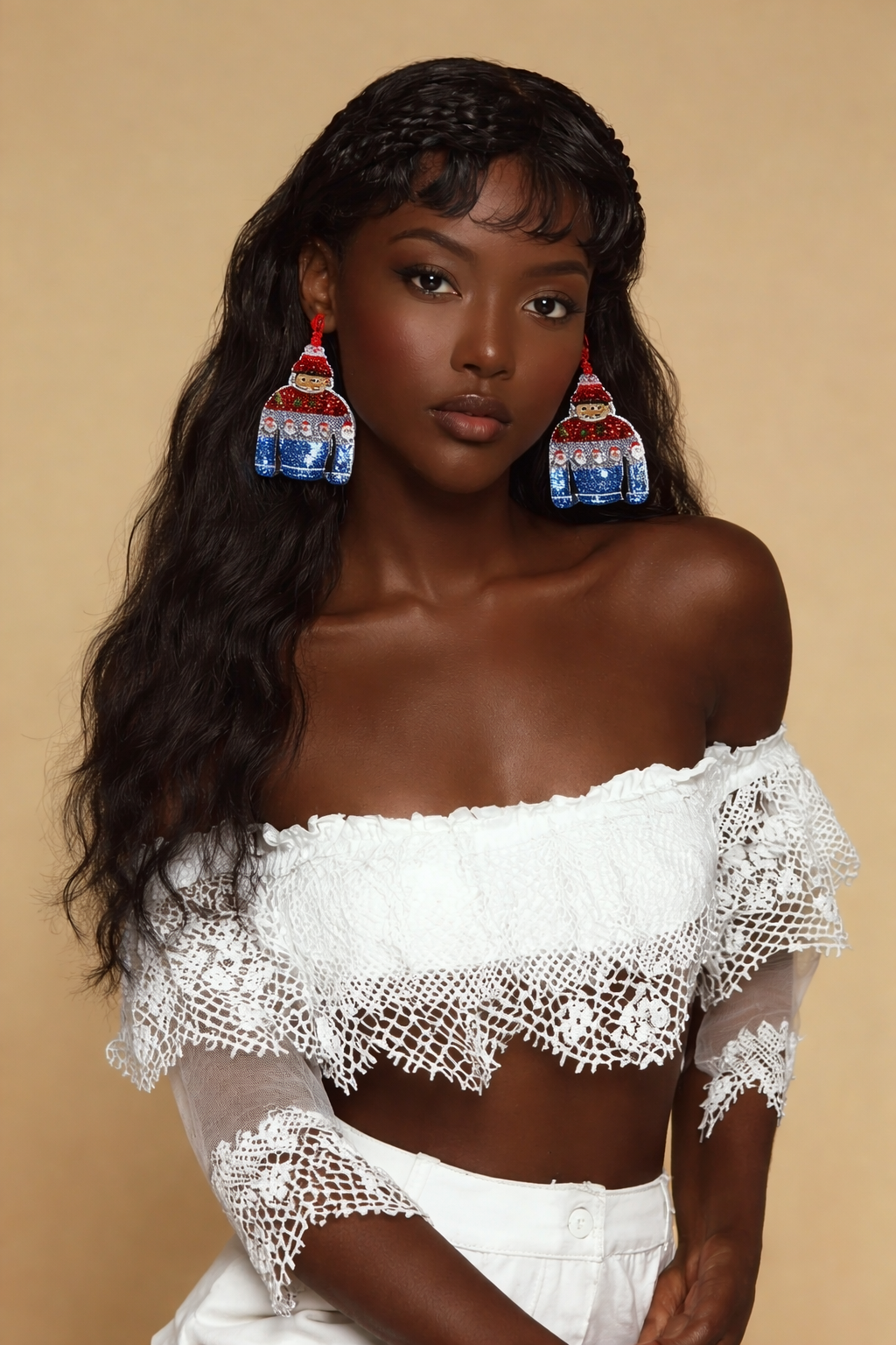 Christmas Sweater Acrylic Dangle Earrings | Festive Holiday Statement Earrings