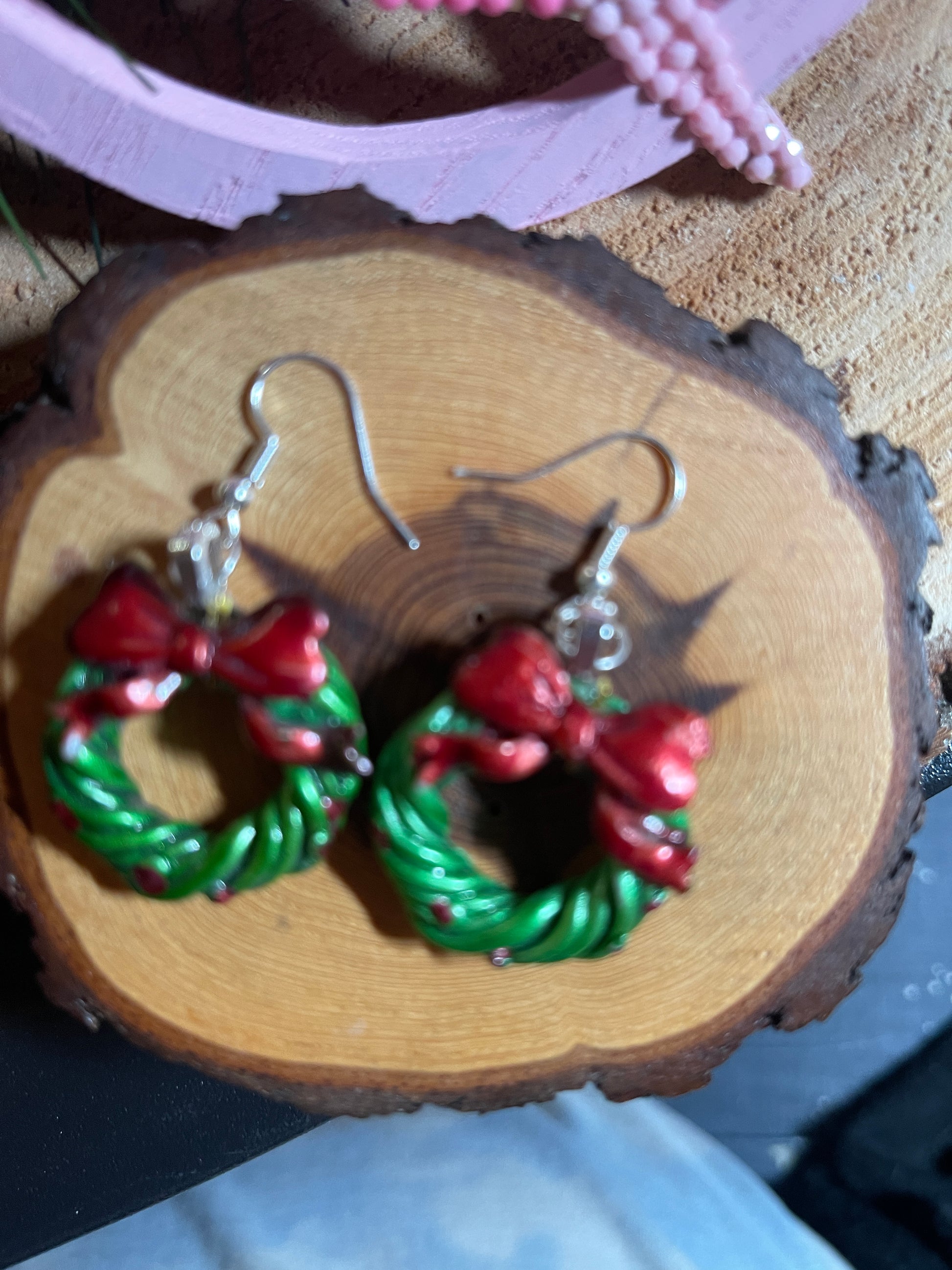 Christmas Wire Earrings (4 to choose from)Pink tiful of LOVE