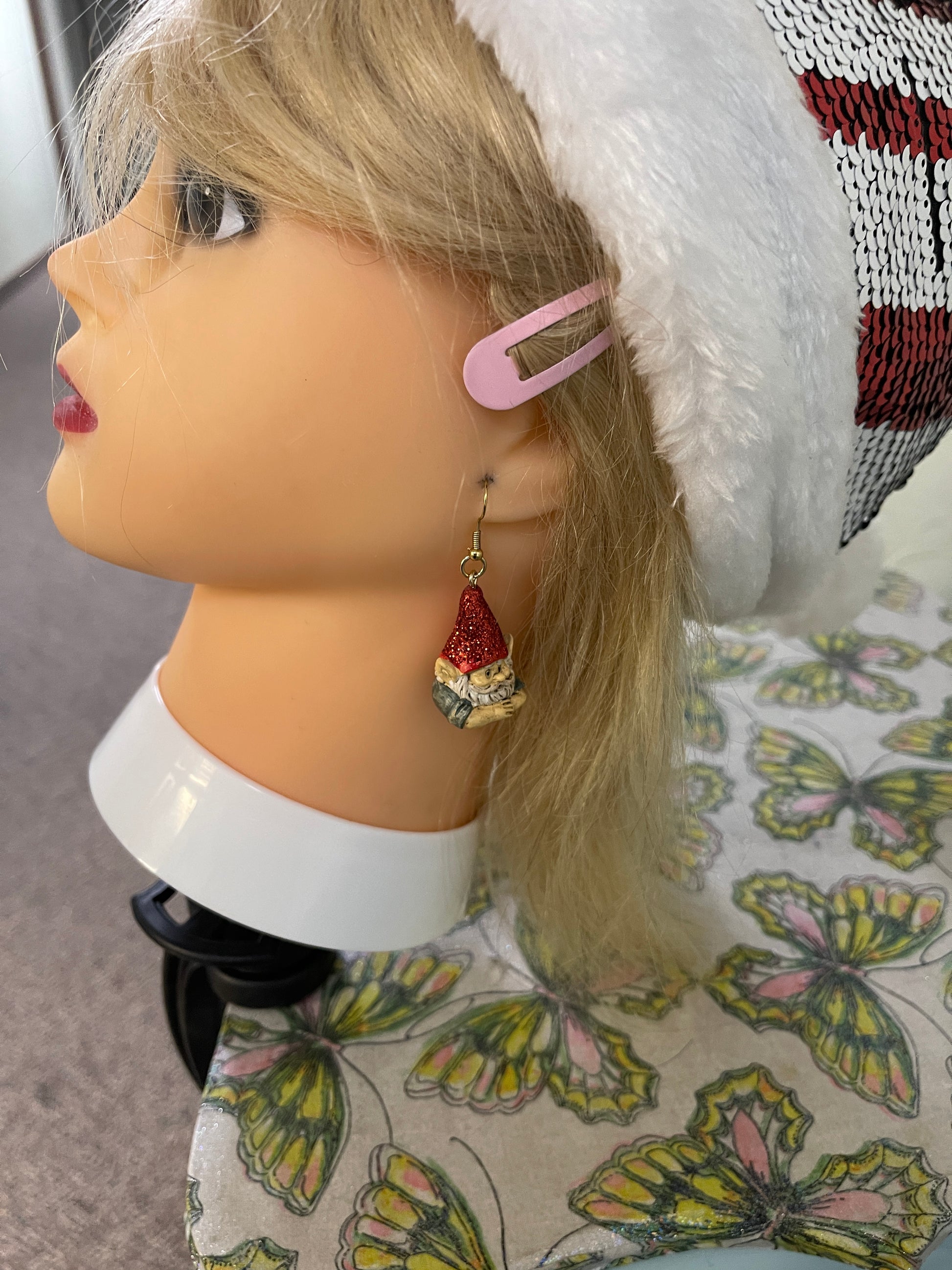 Glitter Gnome Charm Wire earringsPink tiful of LOVE