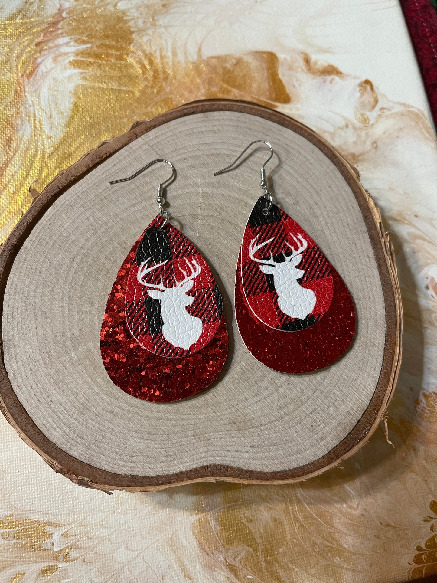 Christmas Reindeer Teardrop Wire EarringsPink tiful of LOVE