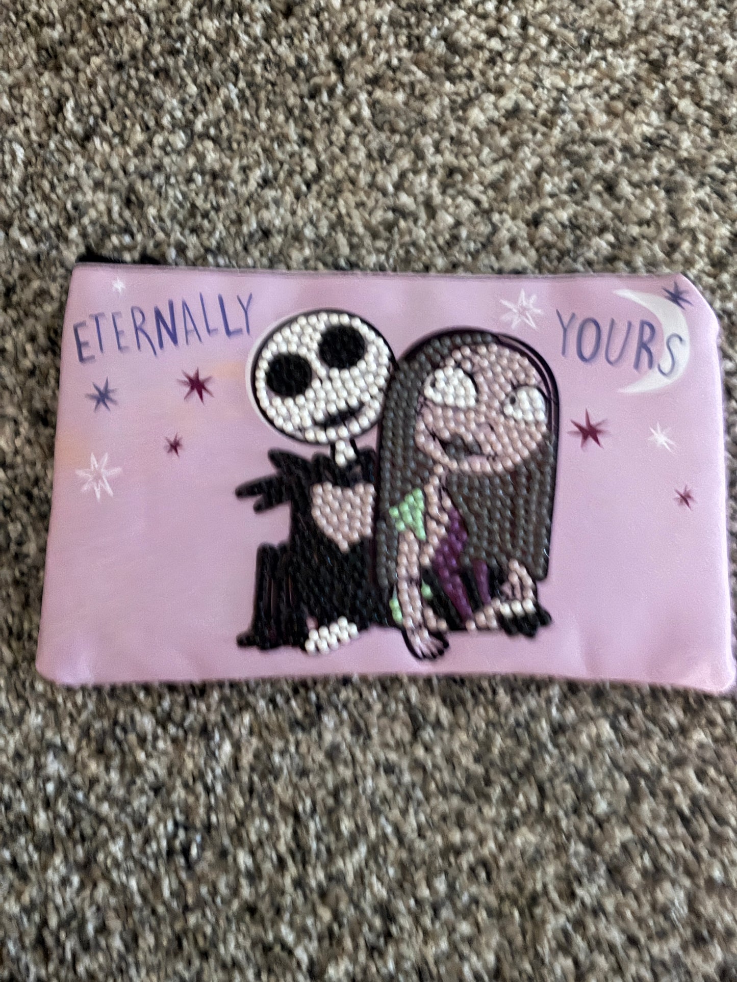 Eternally Yours Diamond Art Pencil & Makeup Bag – Gothic Rhinestone Zip Pouch