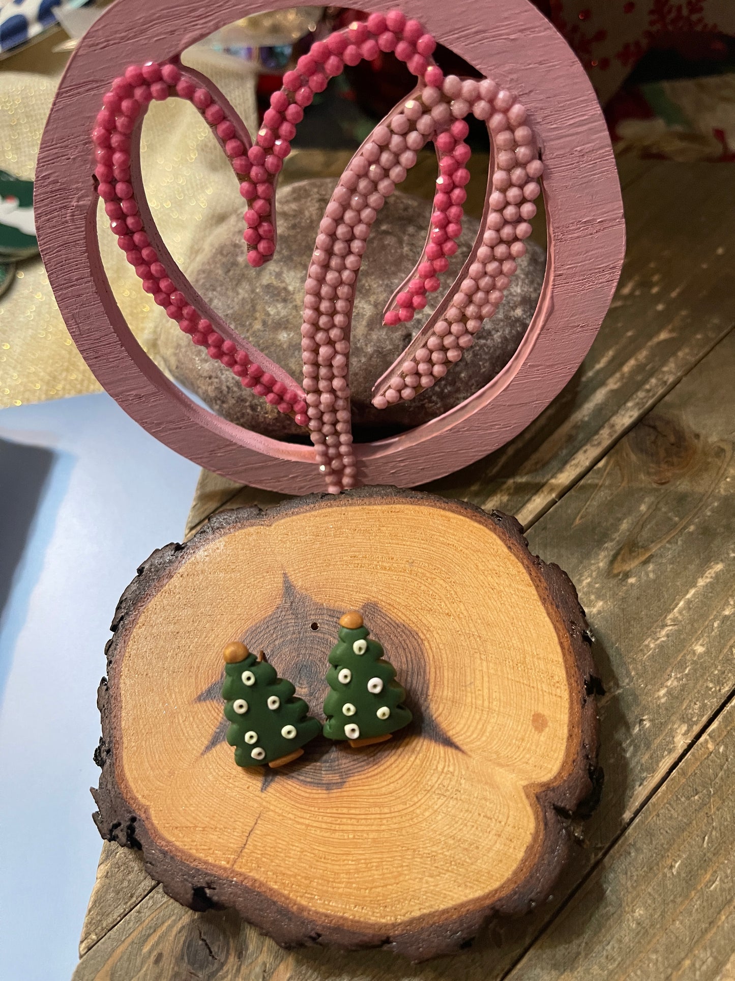 Christmas Earrings; festive touch enchanting Christmas TreePink tiful of LOVE