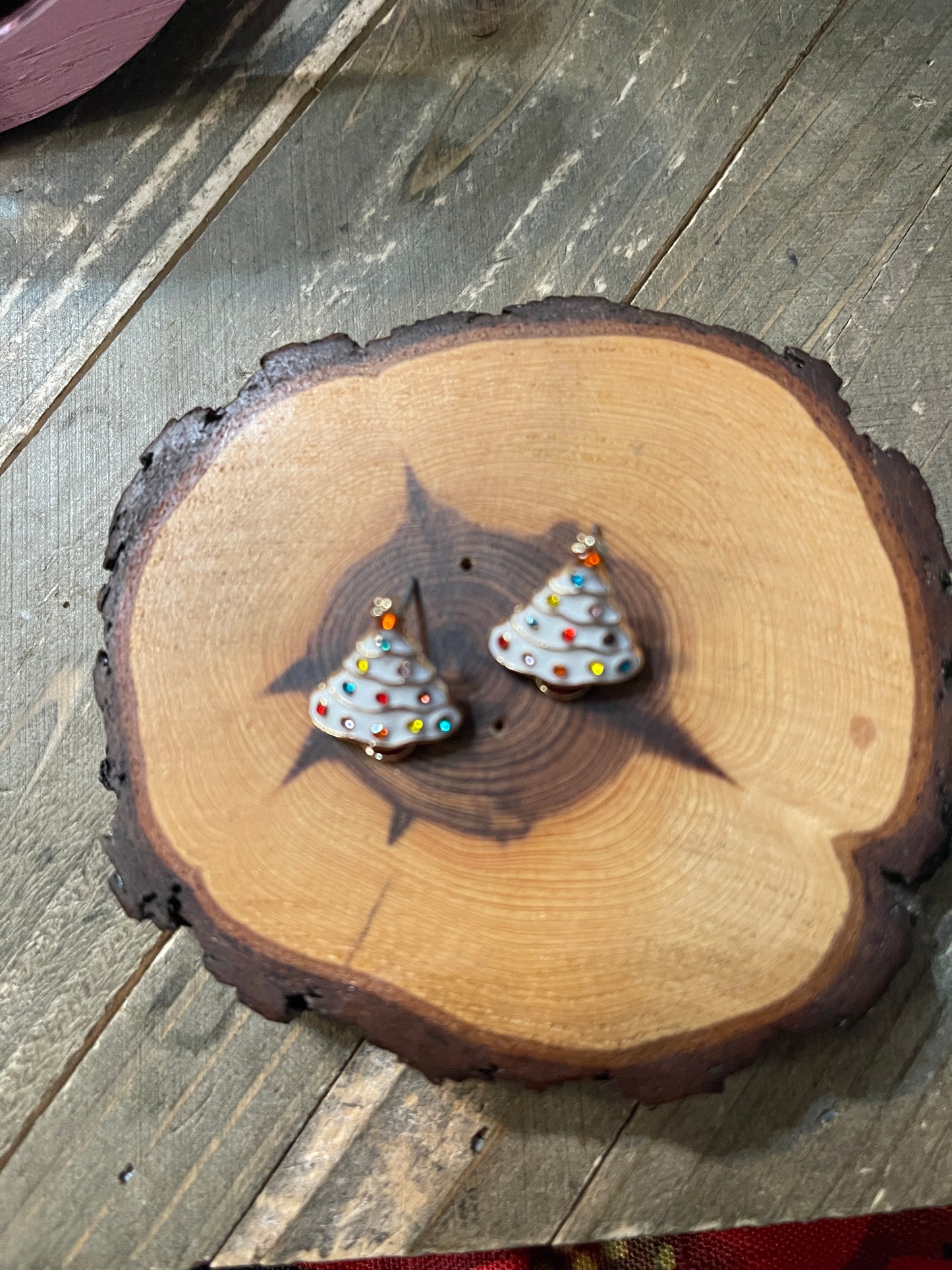 Enamel Christmas Tree Stud EarringsPink tiful of LOVE