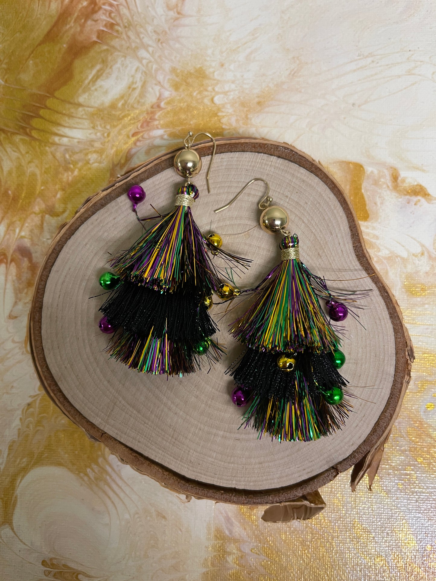 Mardi Gras Tinsel Wire EarringsPink tiful of LOVE