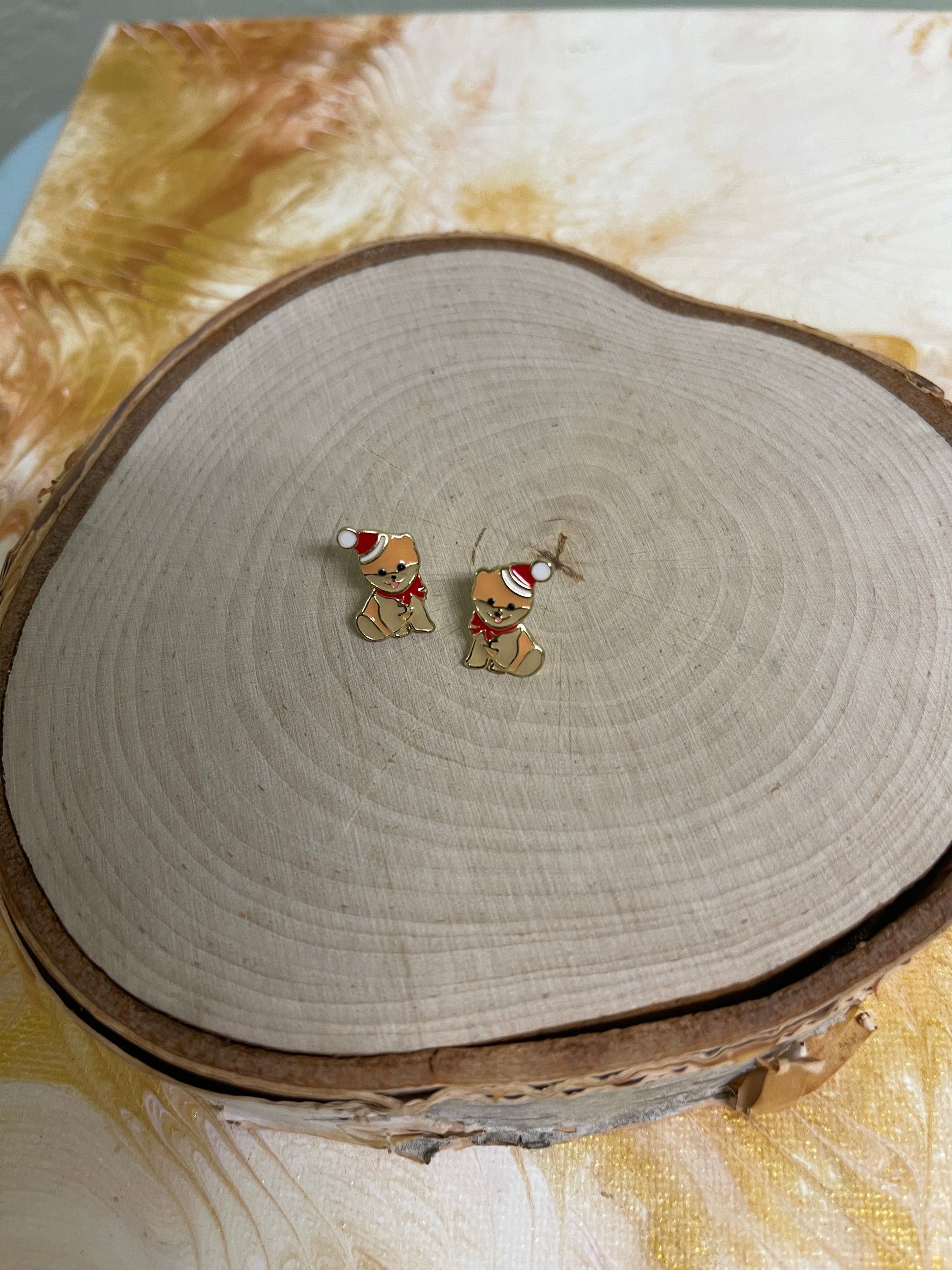 Christmas Pomeranian Stud EarringsPink tiful of LOVE