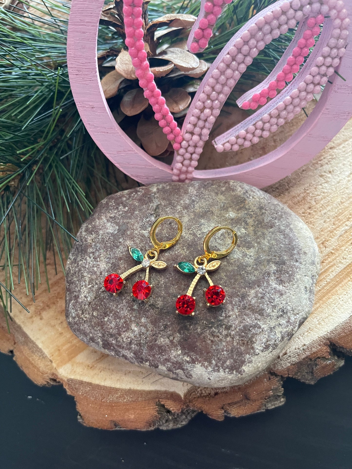 Rhinestone Cherry EarringsPink tiful of LOVE