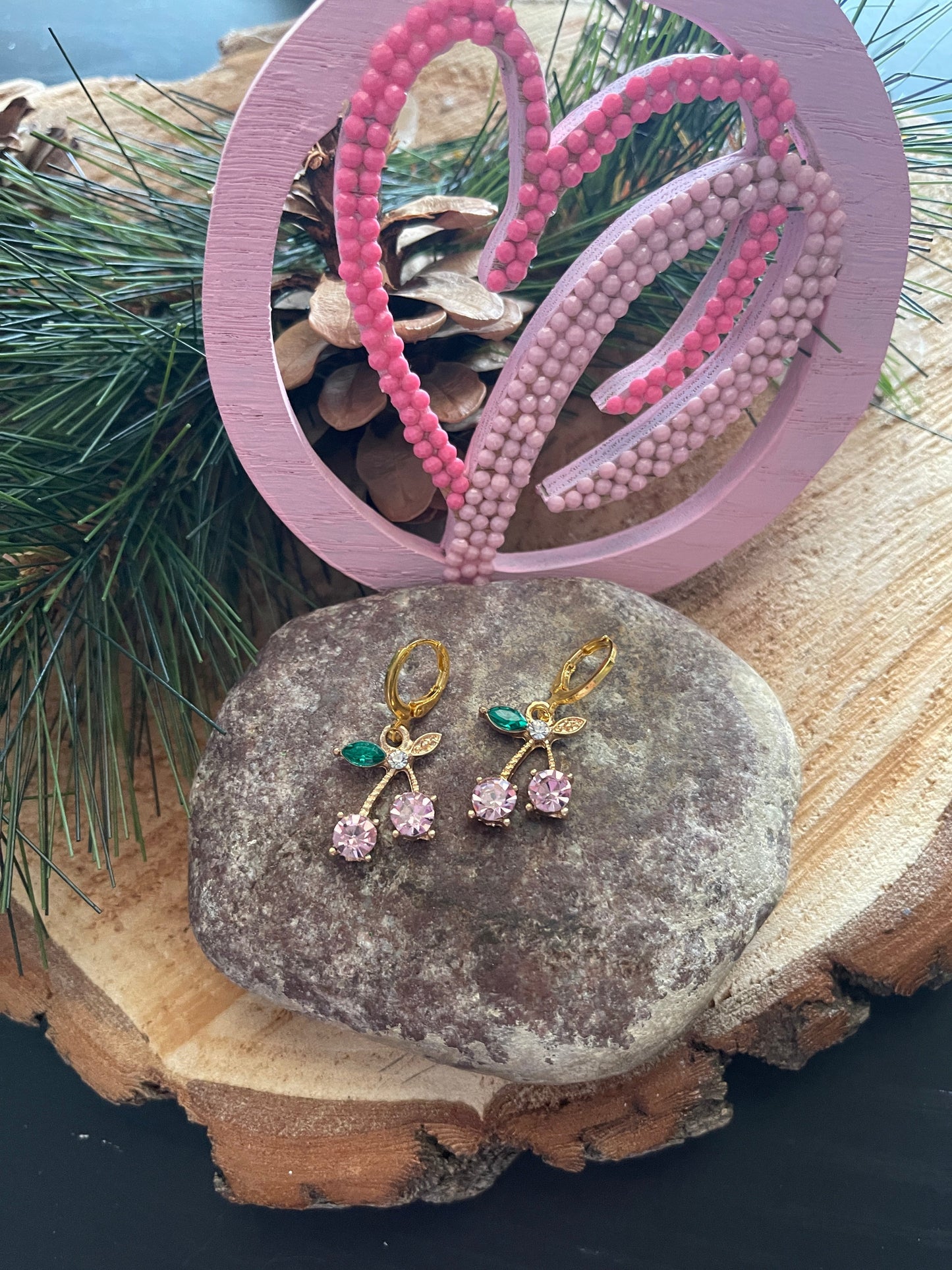 Rhinestone Cherry EarringsPink tiful of LOVE