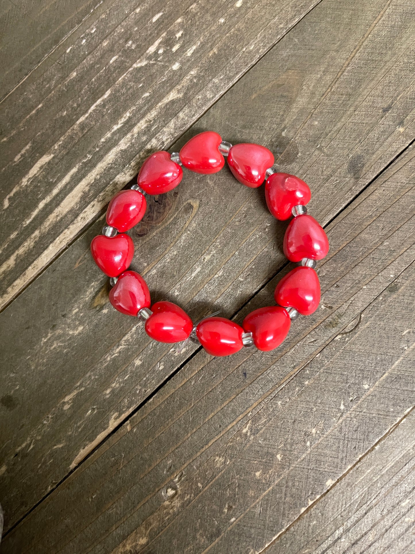 Red Heart Beaded Elastic/Stretch BraceletPink tiful of LOVE