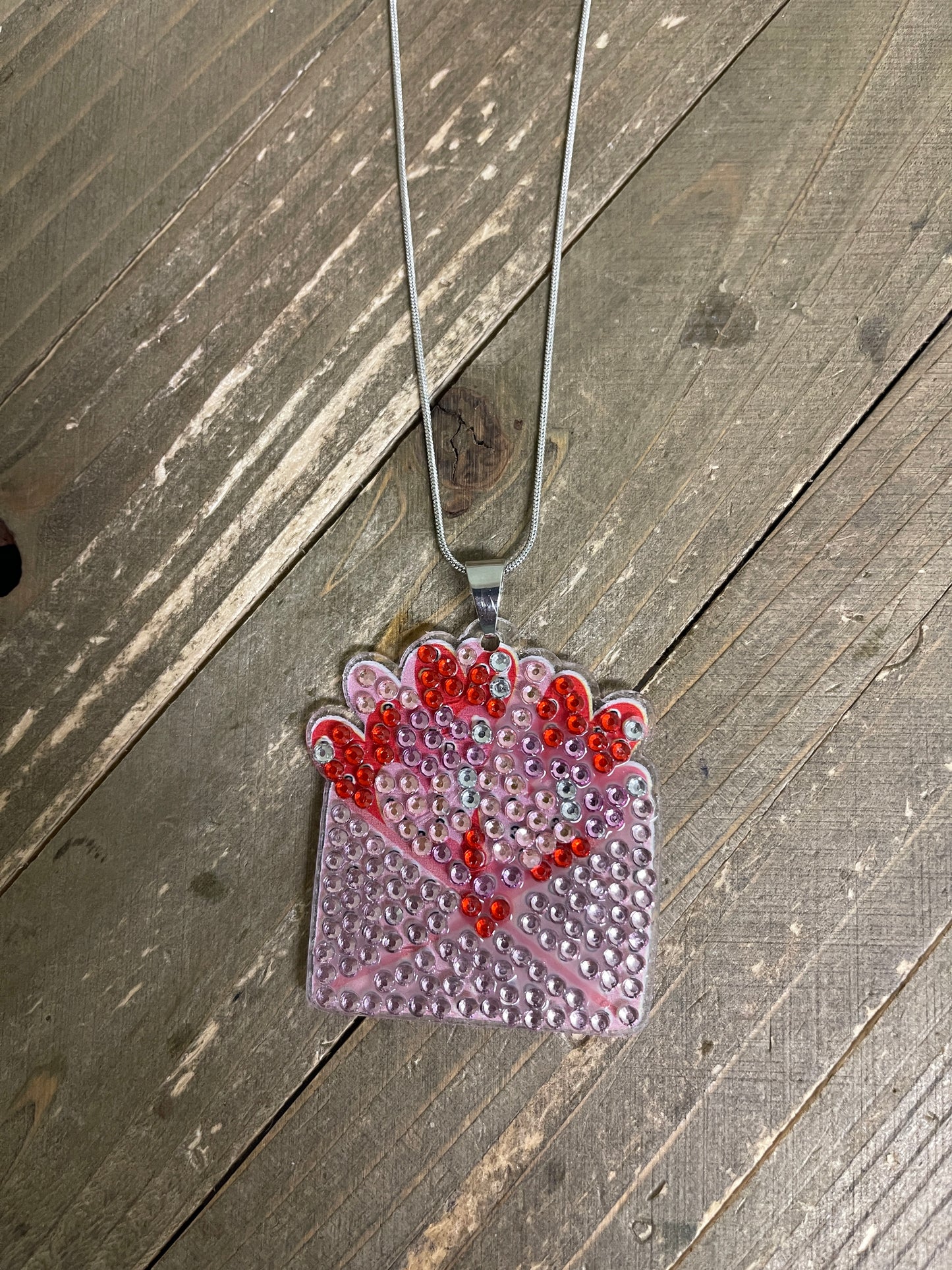 Valentine Diamond Painting Pendants on a Silver Chain (3 to choose)Pink tiful of LOVE