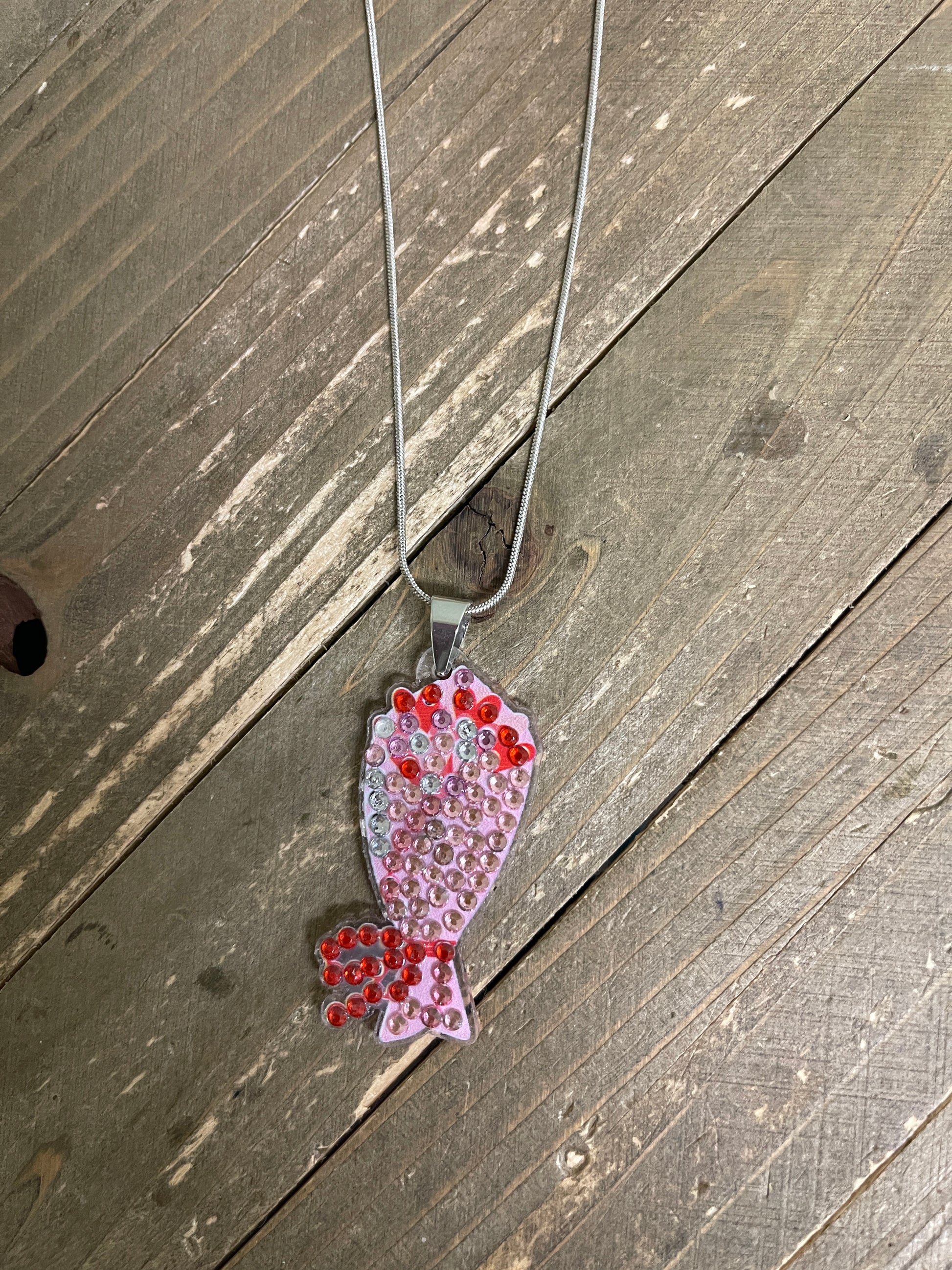 Valentine Diamond Painting Pendants on a Silver Chain (3 to choose)Pink tiful of LOVE