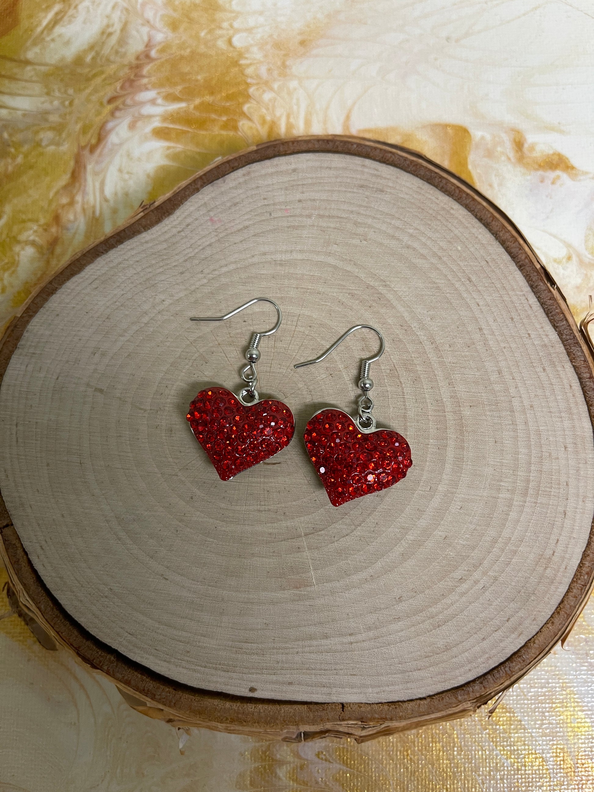 Valentine's Day Red Pave Heart Wire EarringPink tiful of LOVE