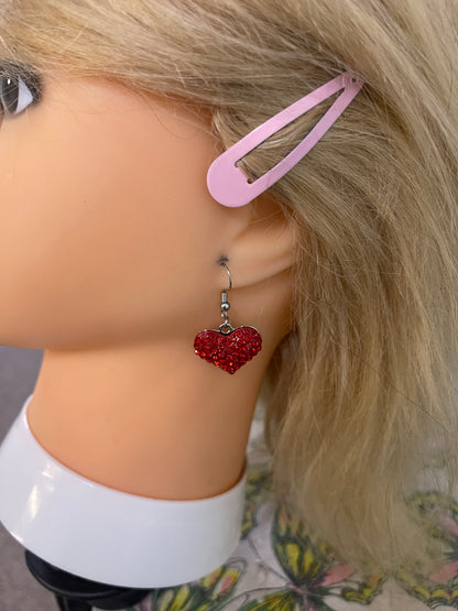 Valentine's Day Red Pave Heart Wire EarringPink tiful of LOVE