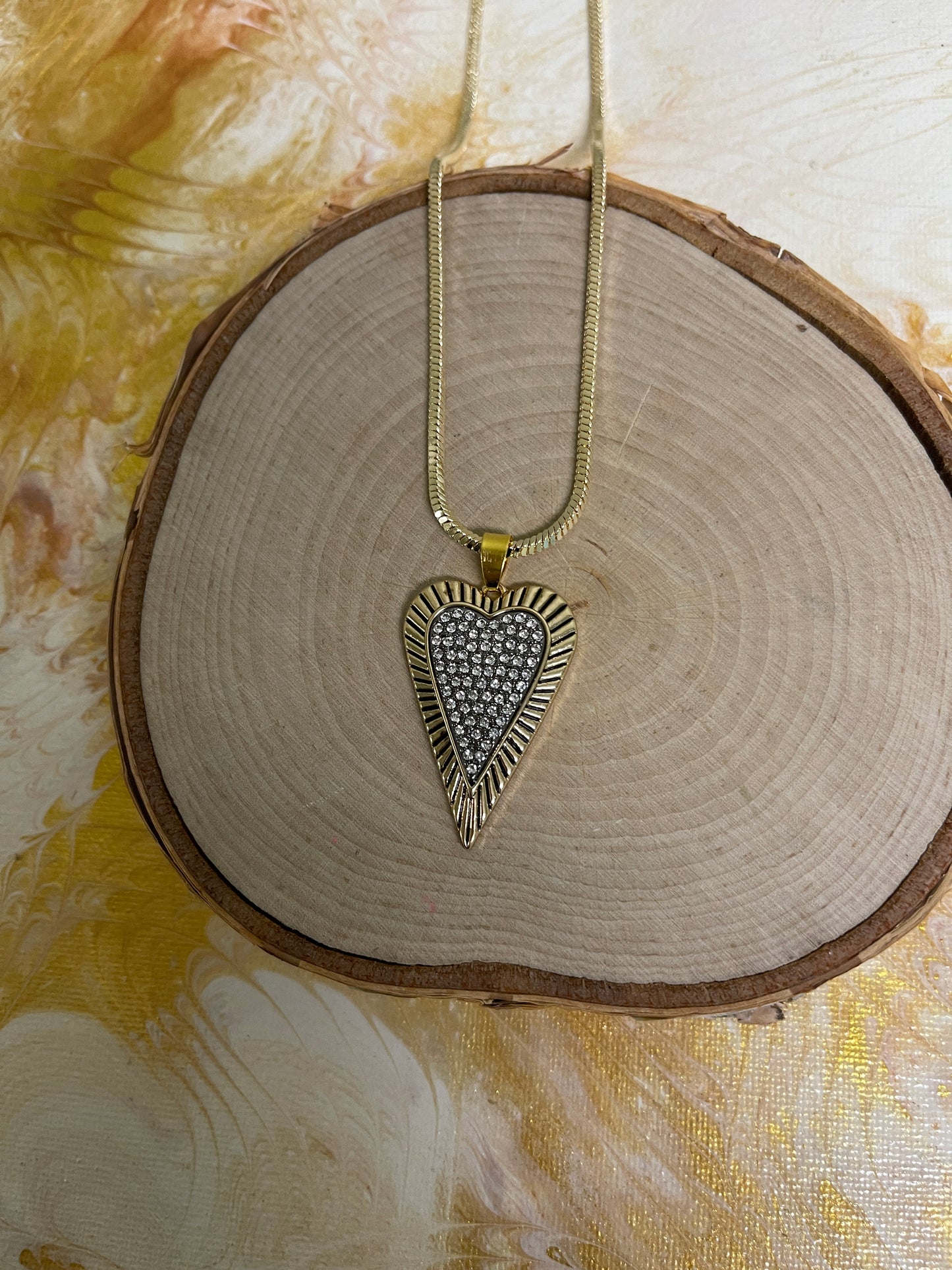 Rhinestone Heart Pendant on a Gold chain NecklacePink tiful of LOVE