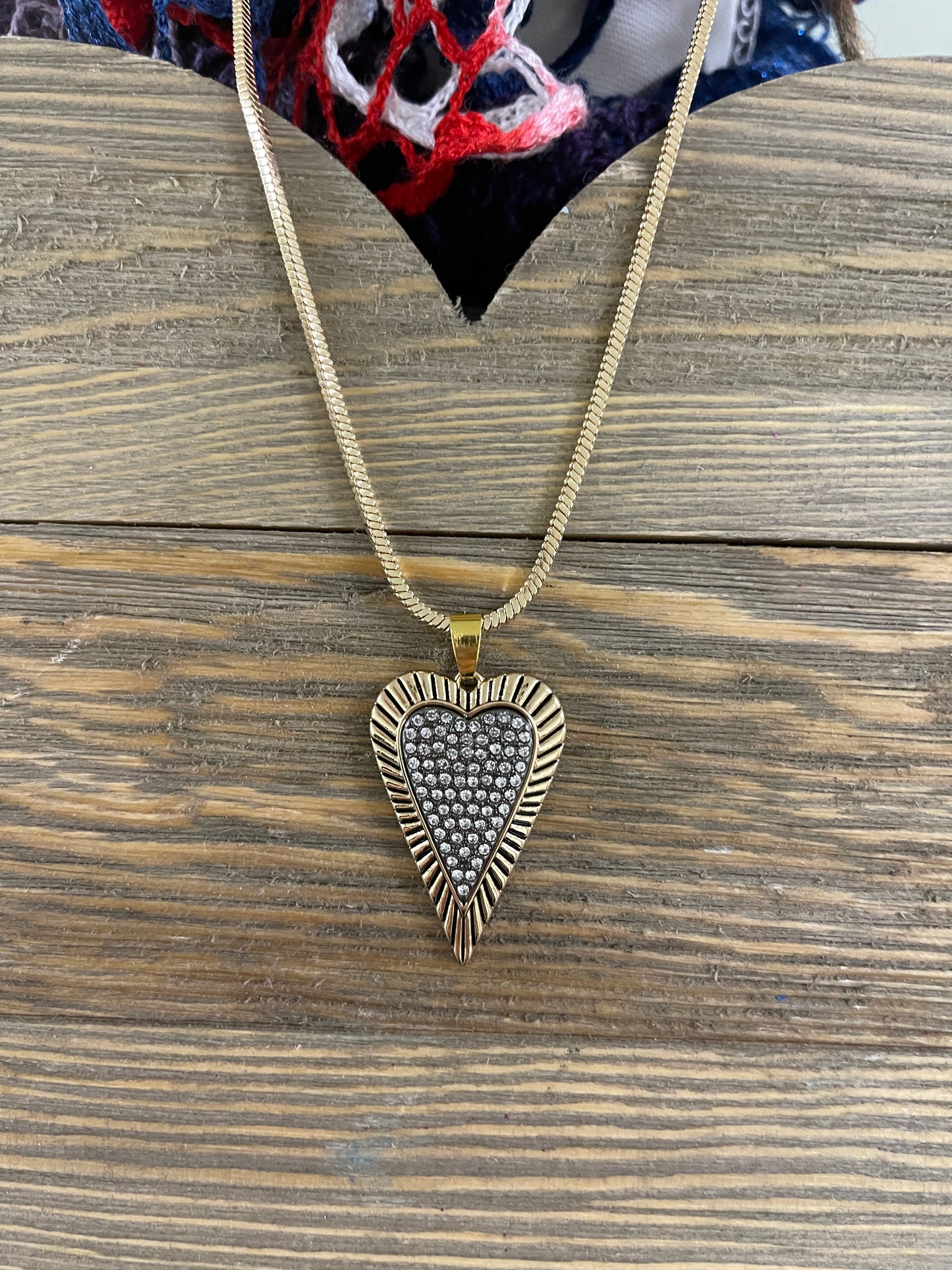 Rhinestone Heart Pendant on a Gold chain NecklacePink tiful of LOVE