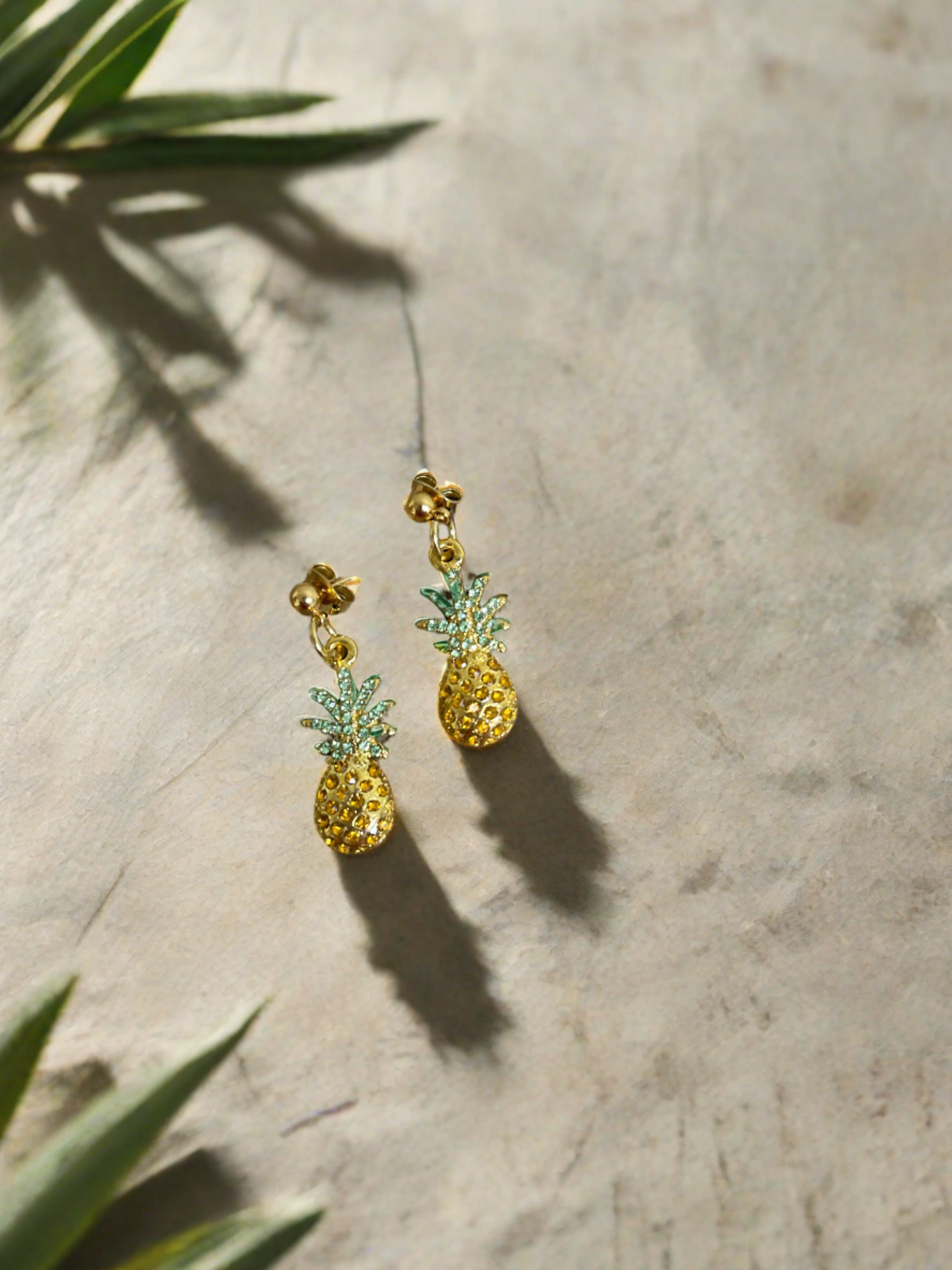 Pineapple-Gold Plated, Rhinestone charms Ball Post earringsPink tiful of LOVE