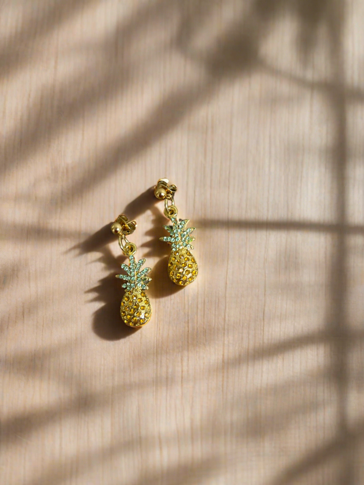 Pineapple-Gold Plated, Rhinestone charms Ball Post earringsPink tiful of LOVE