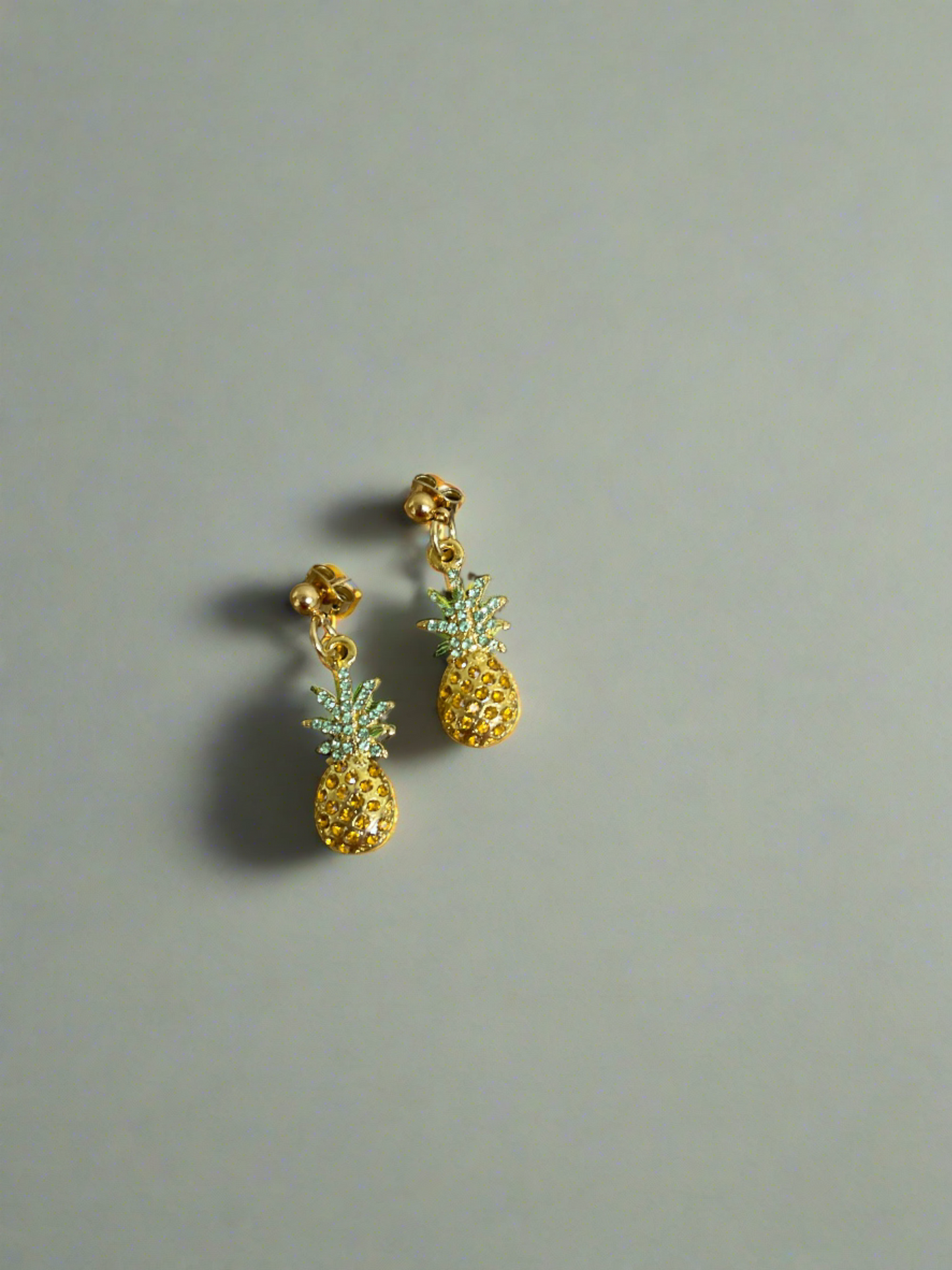 Pineapple-Gold Plated, Rhinestone charms Ball Post earringsPink tiful of LOVE