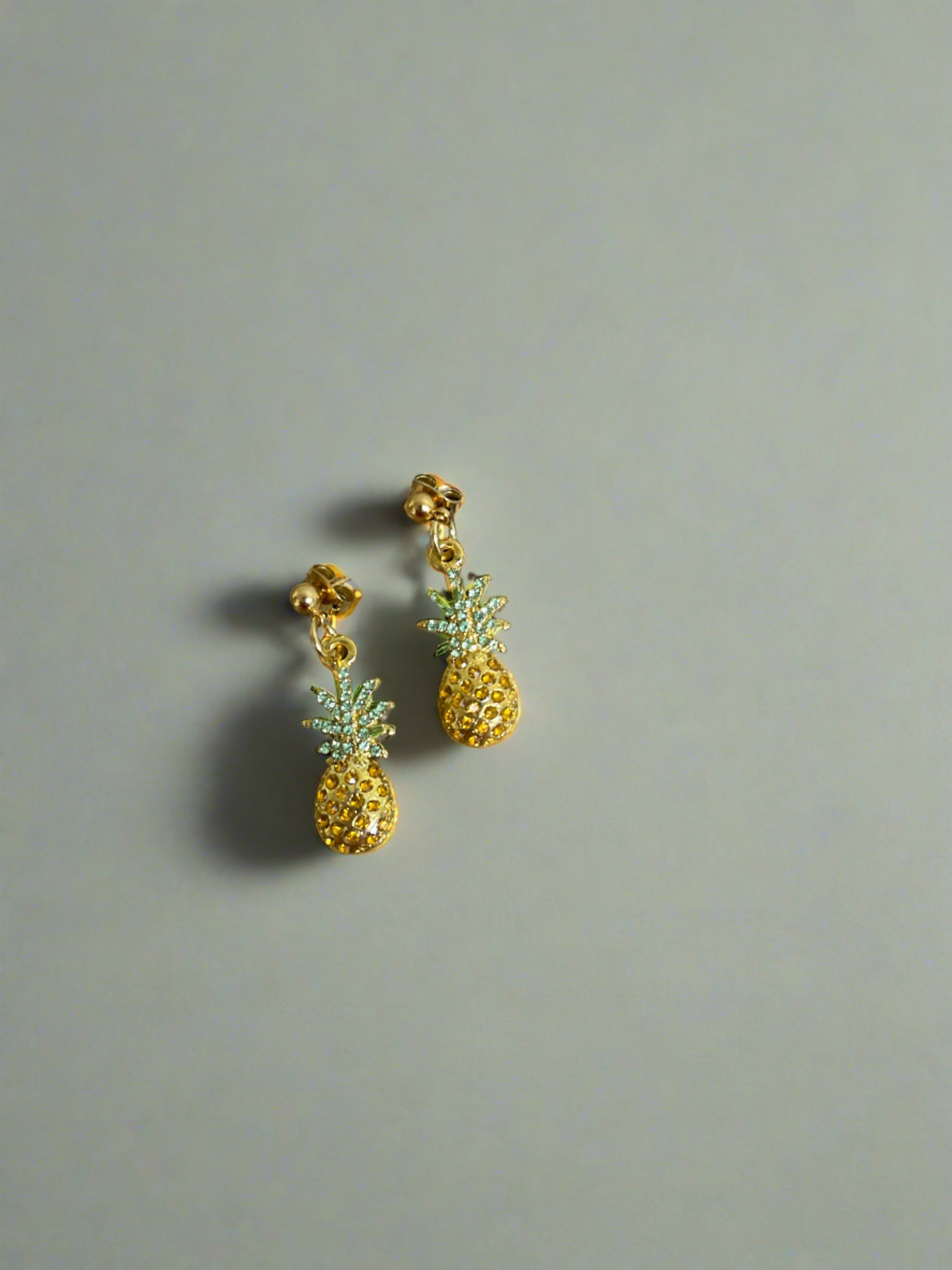 Pineapple-Gold Plated, Rhinestone charms Ball Post earringsPink tiful of LOVE