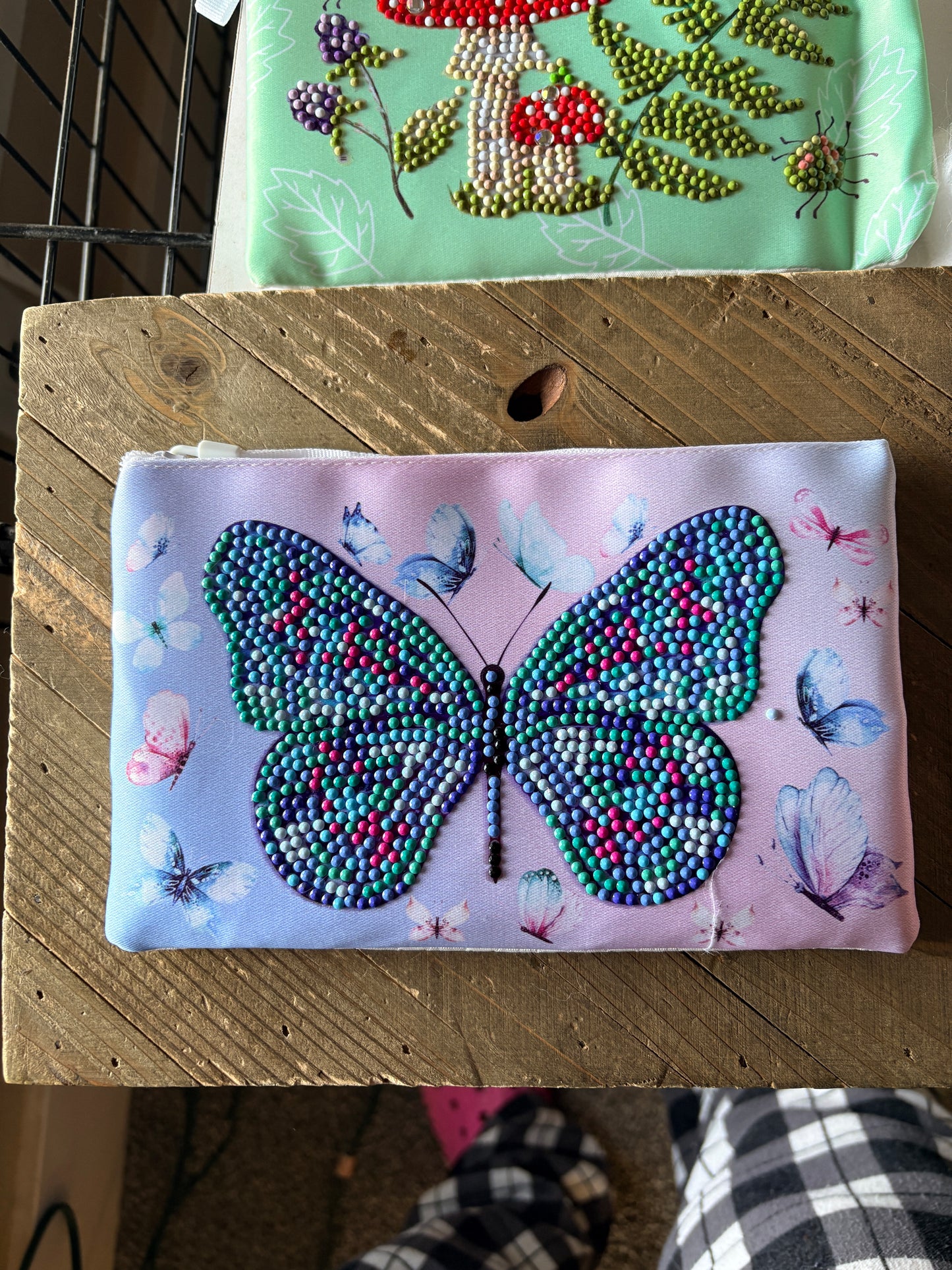 Butterfly Diamond Art Pencil & Makeup Bag -Rhinestone Zip Pouch