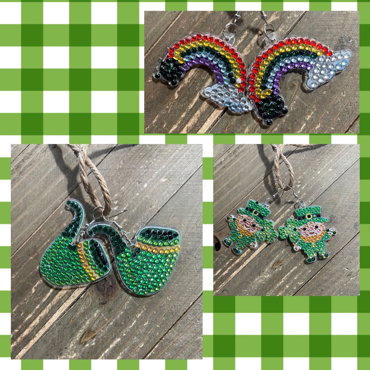 St. Patrick's Day Diamond Painting Wire Earrings (3 to choose)Pink tiful of LOVE