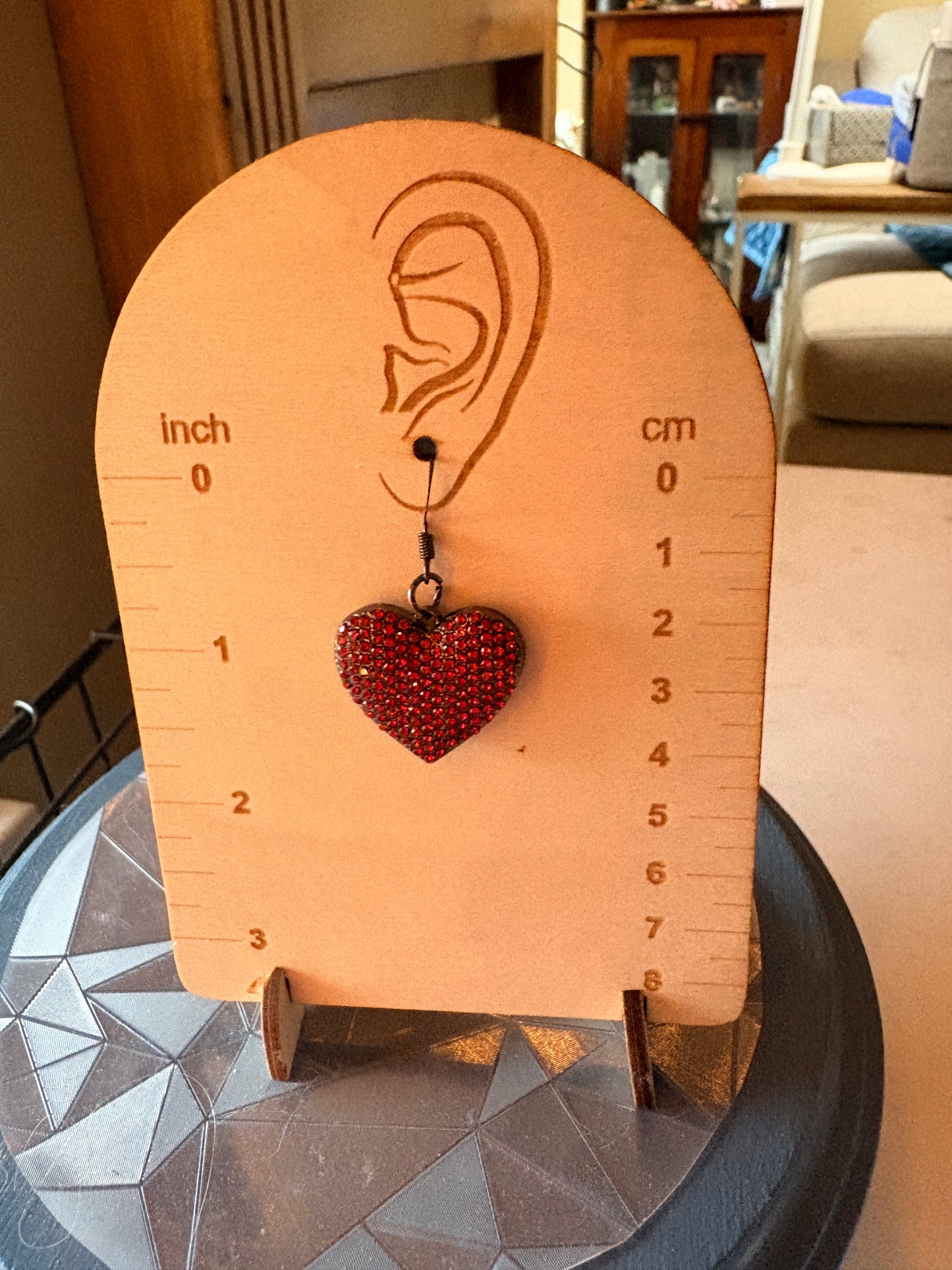 Red Pave Rhinestone Heart Drop Earrings – Sparkling